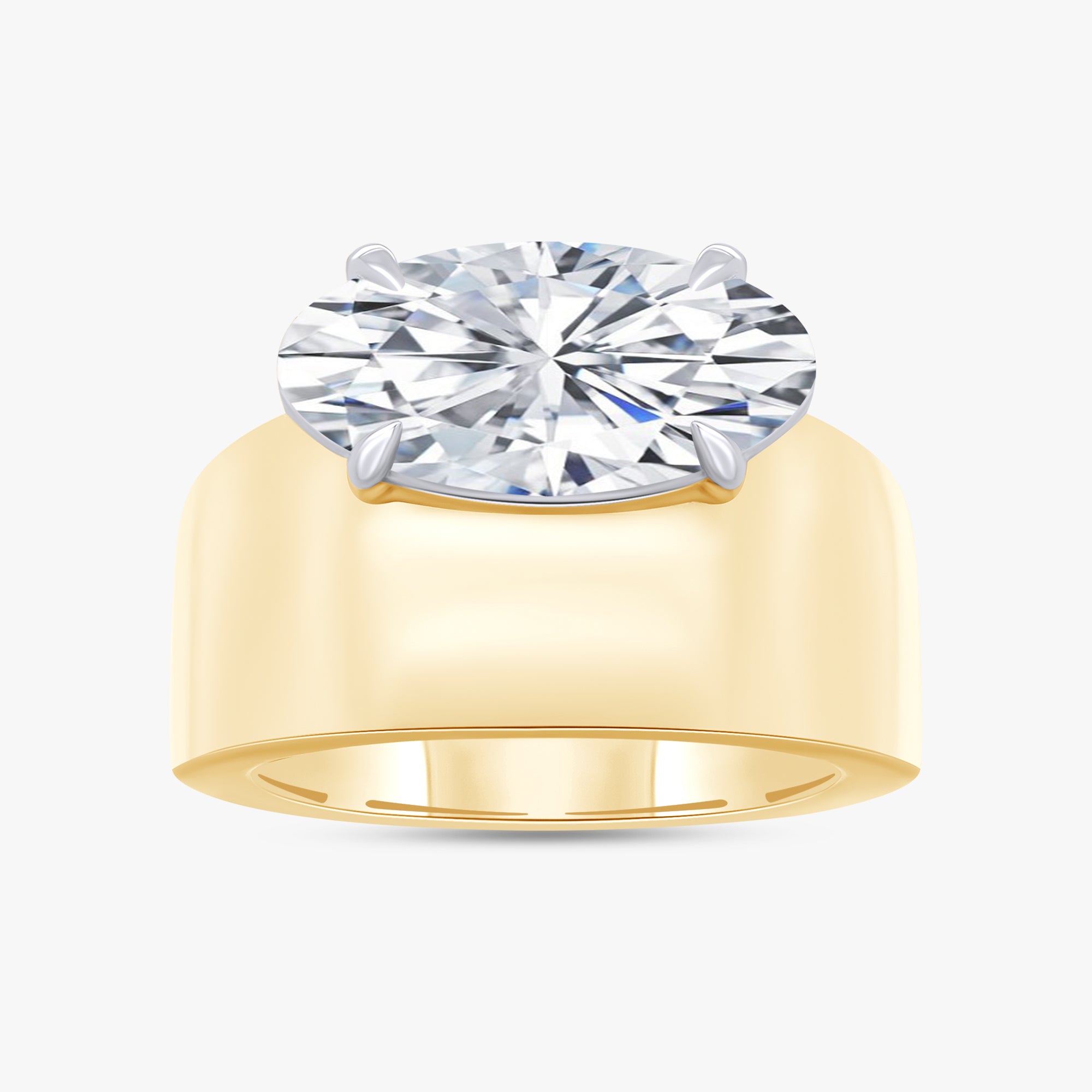 3.45 Carat Oval and Round Cut Lab Grown Diamond Solitaire Ring
