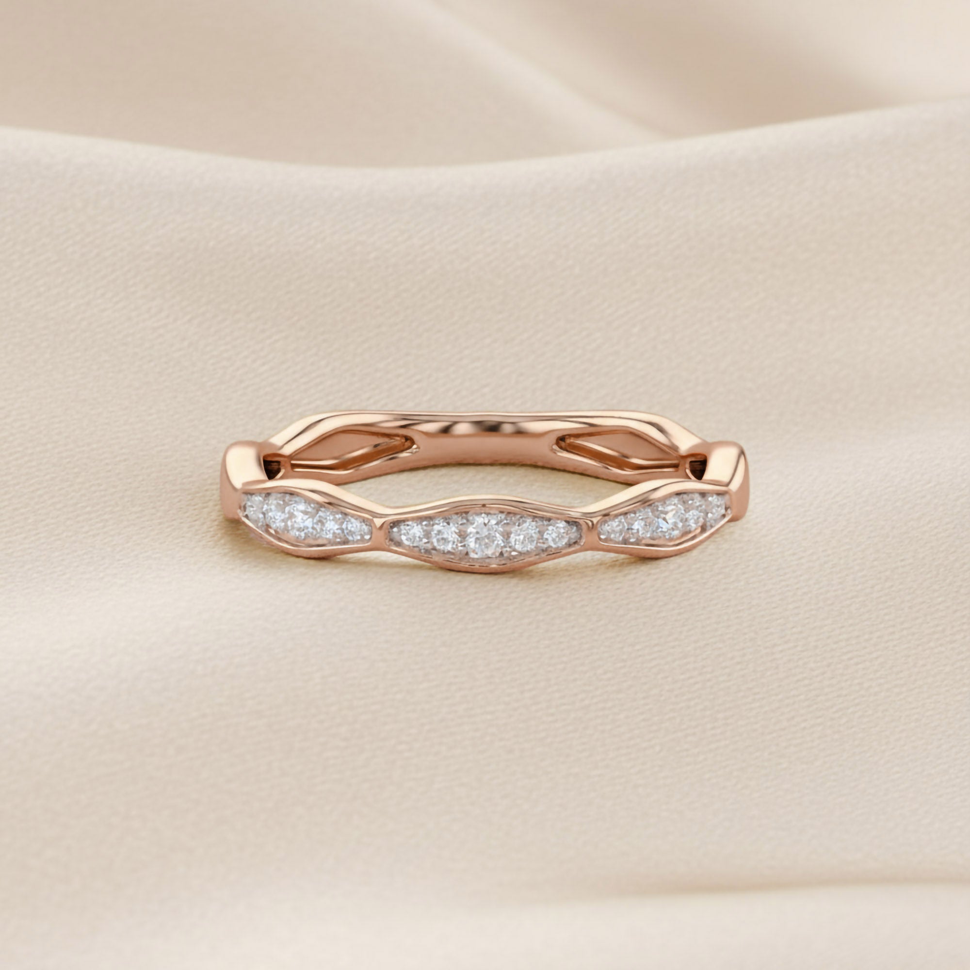 0.12 Carat Round Cut Lab Grown Diamond Half Eternity Ring