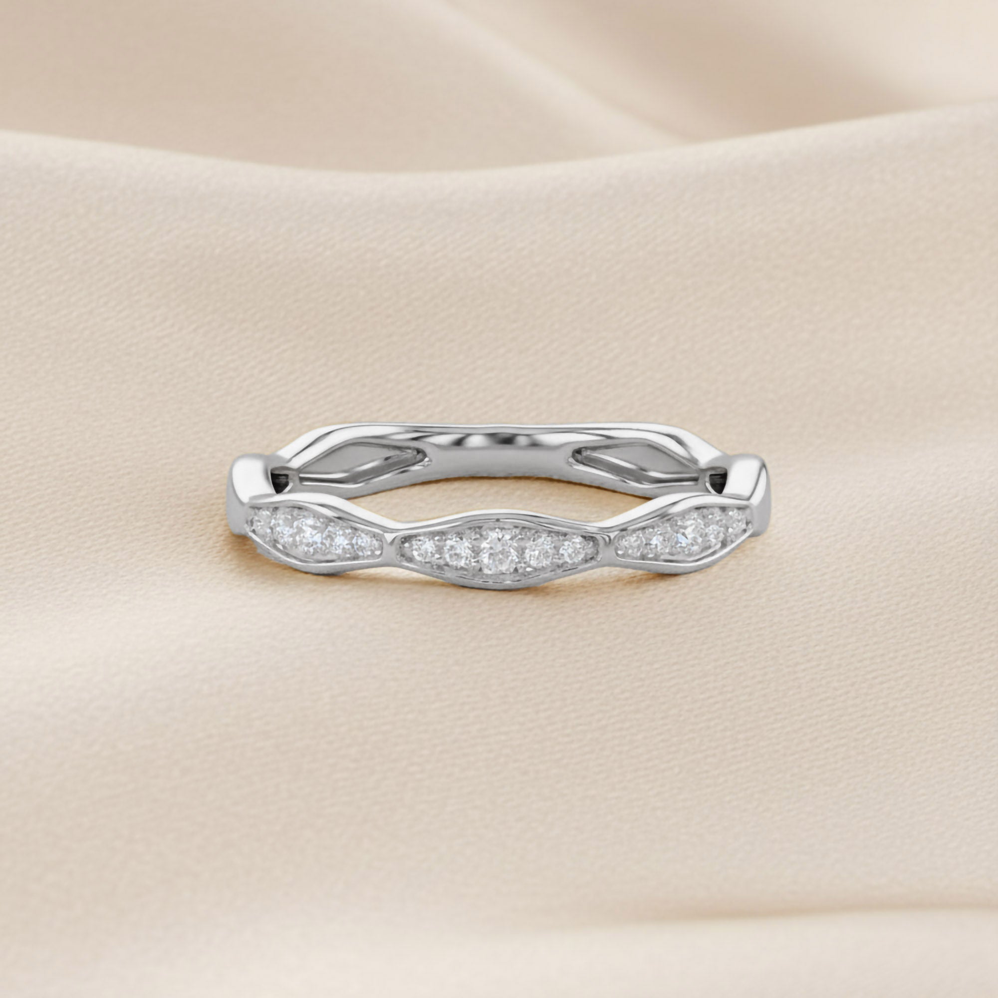 0.12 Carat Round Cut Lab Grown Diamond Half Eternity Ring