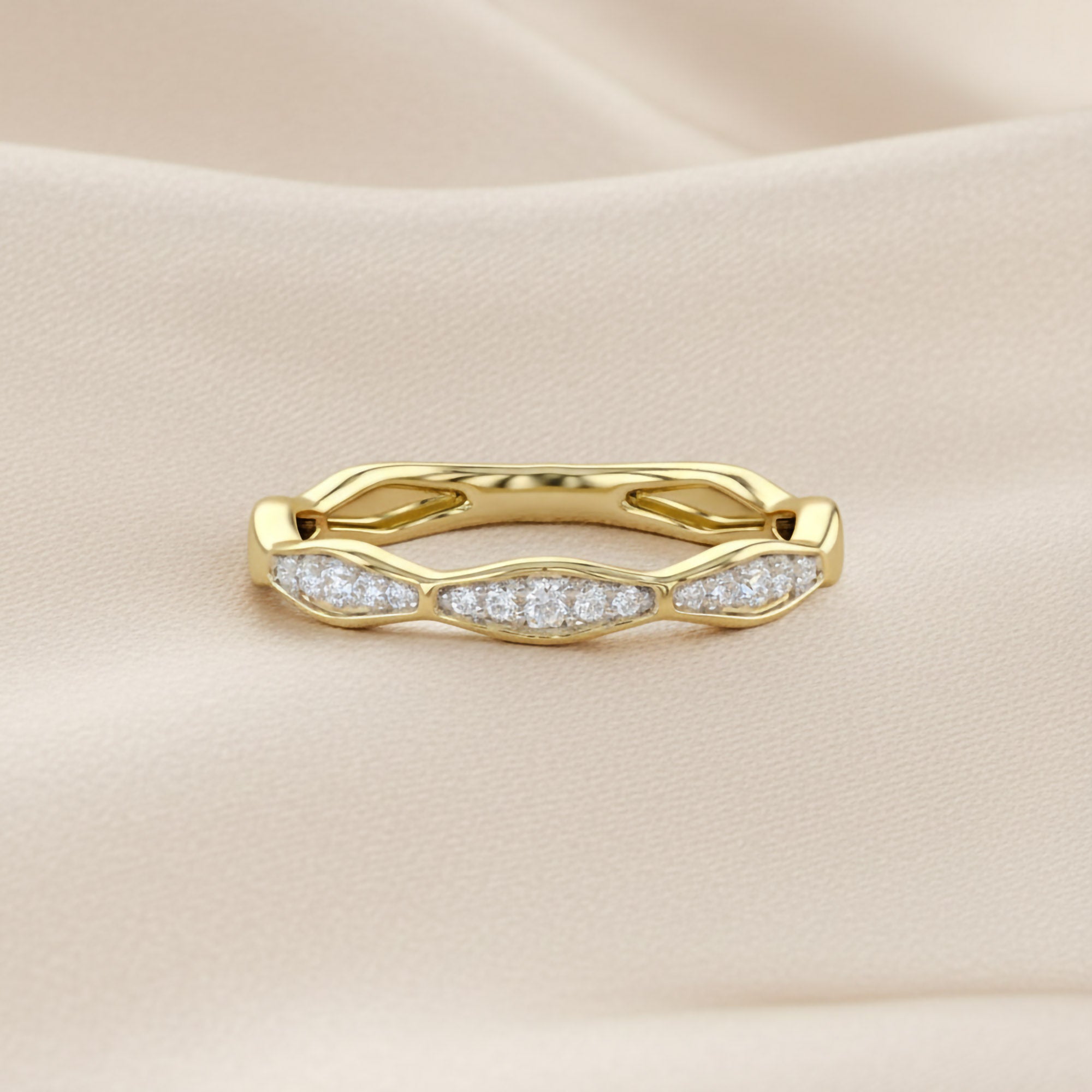 0.12 Carat Round Cut Lab Grown Diamond Half Eternity Ring
