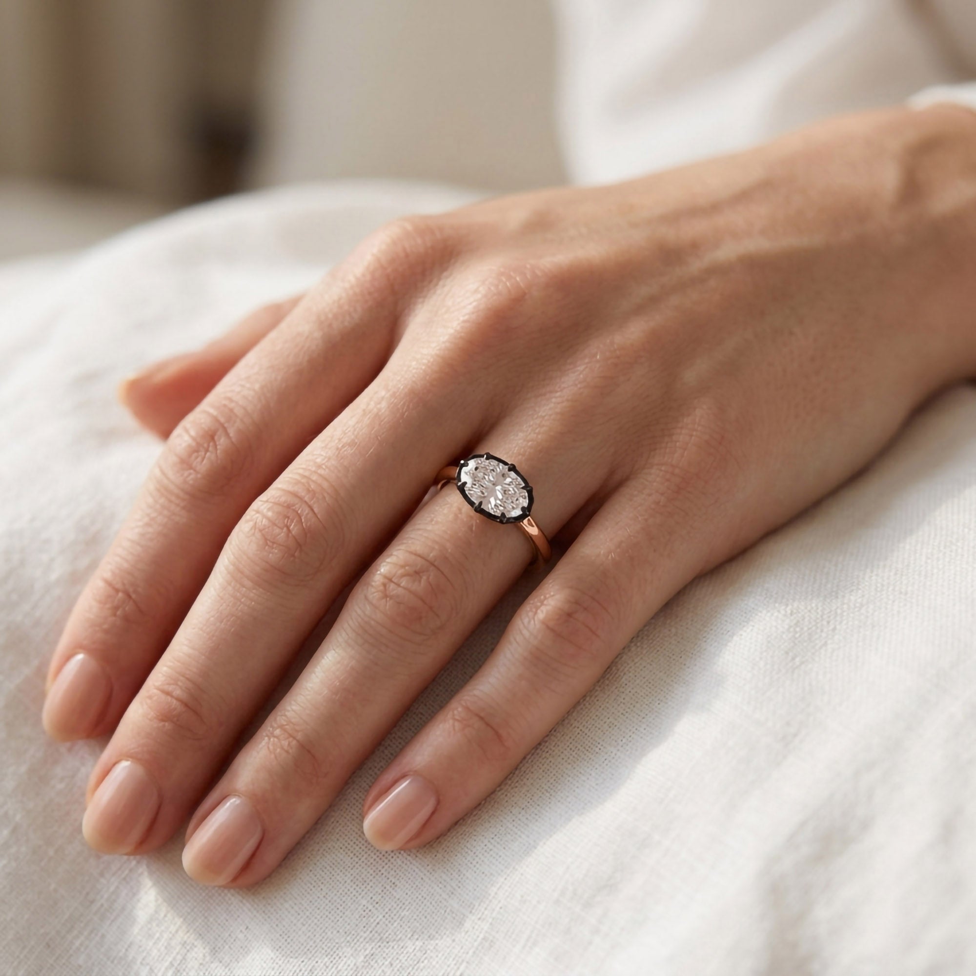 1.10 Carat Oval Cut Lab Grown Diamond Solitaire Engagement Ring