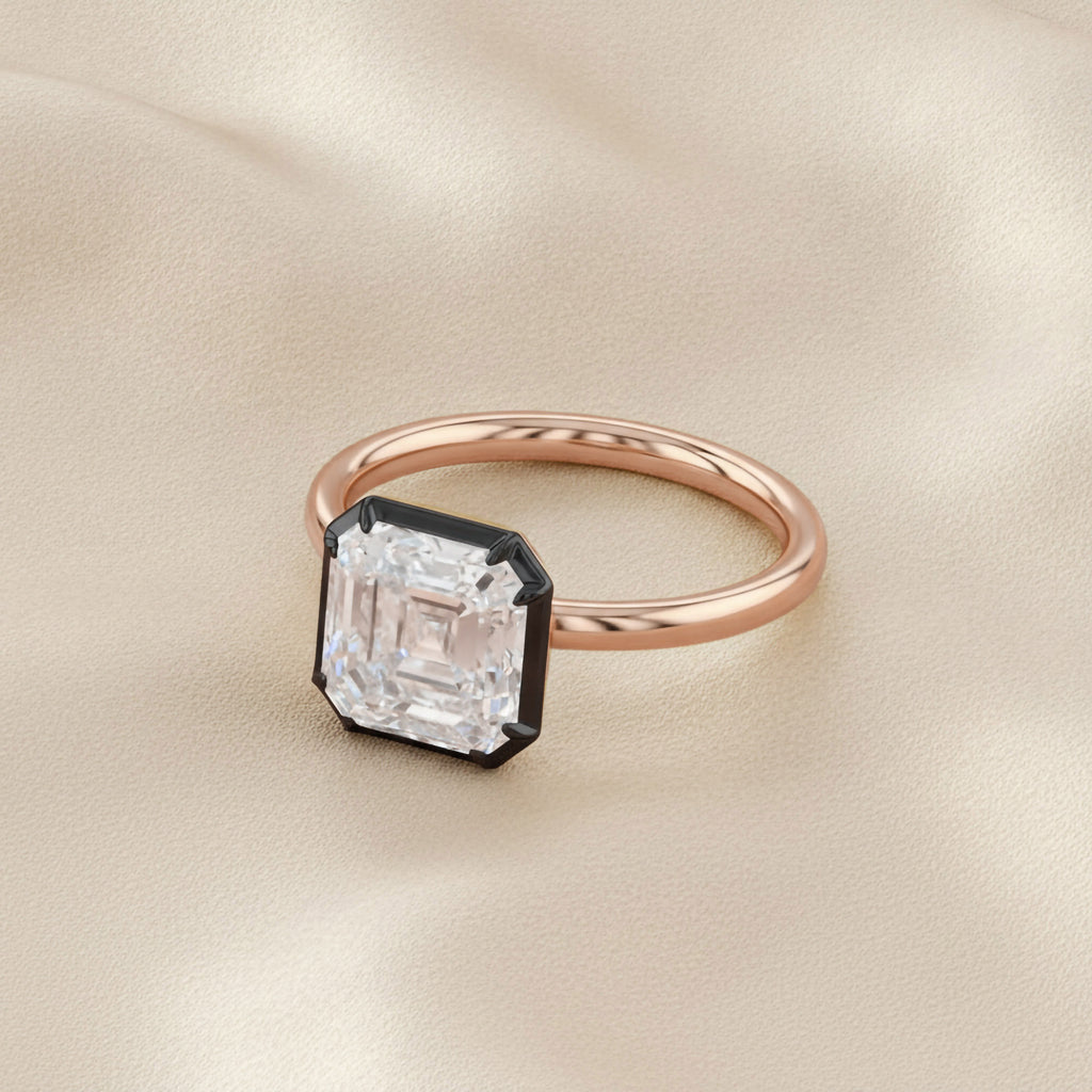 4.10 Carat Asscher Cut Lab Grown Diamond Solitaire Engagement Ring