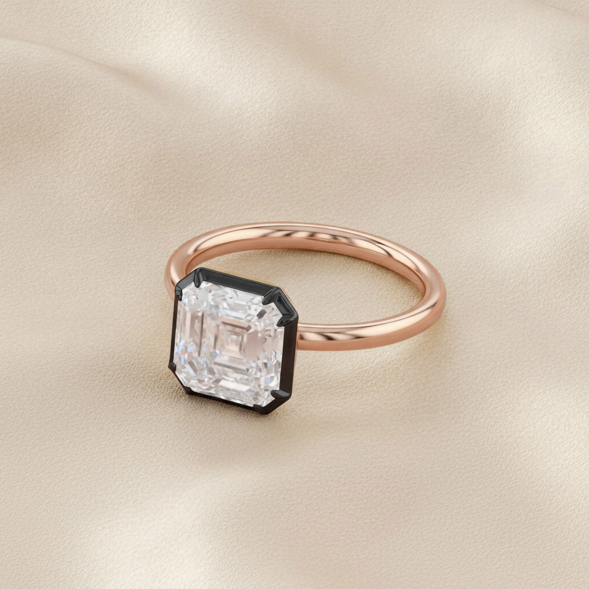 4.10 Carat Asscher Cut Lab Grown Diamond Solitaire Engagement Ring