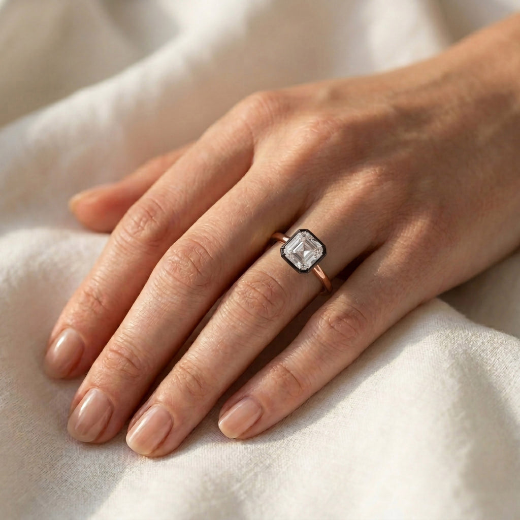 4.10 Carat Asscher Cut Lab Grown Diamond Solitaire Engagement Ring