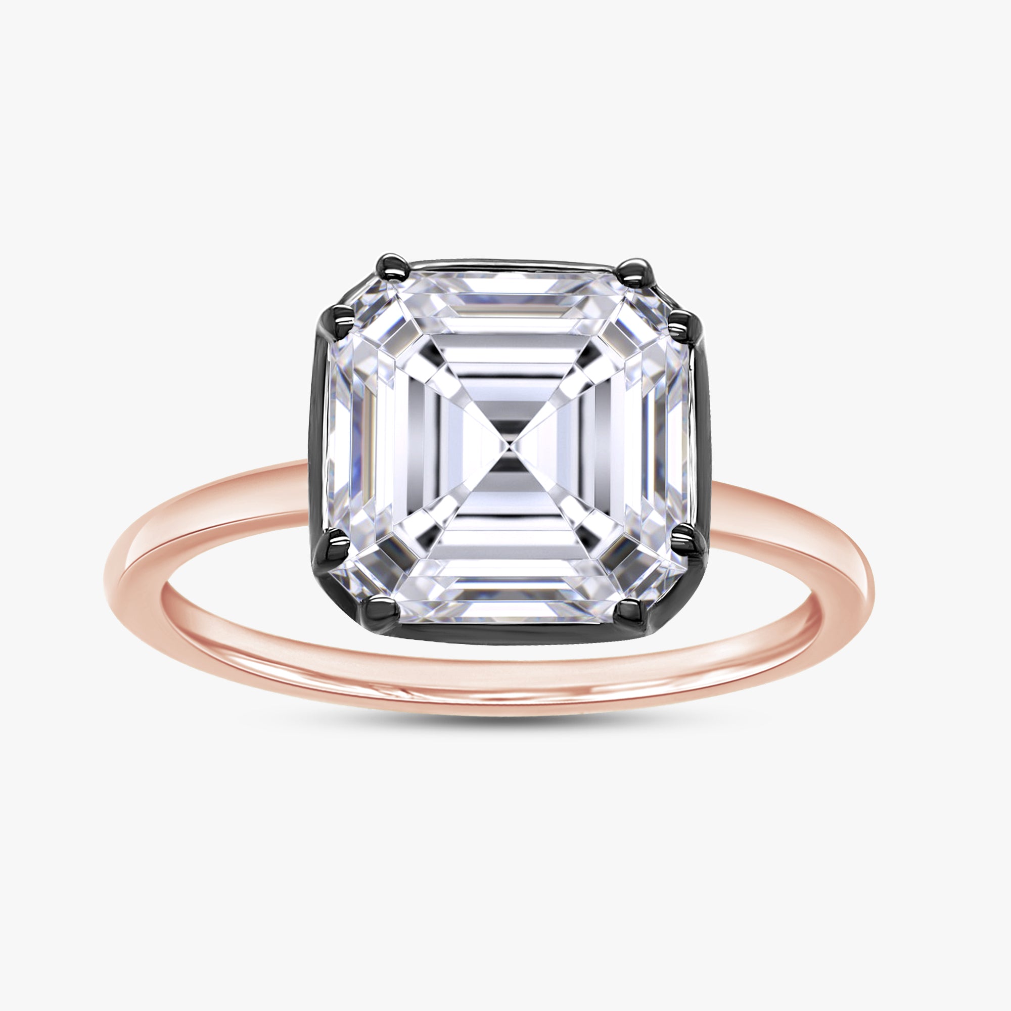 4.10 Carat Asscher Cut Lab Grown Diamond Solitaire Engagement Ring