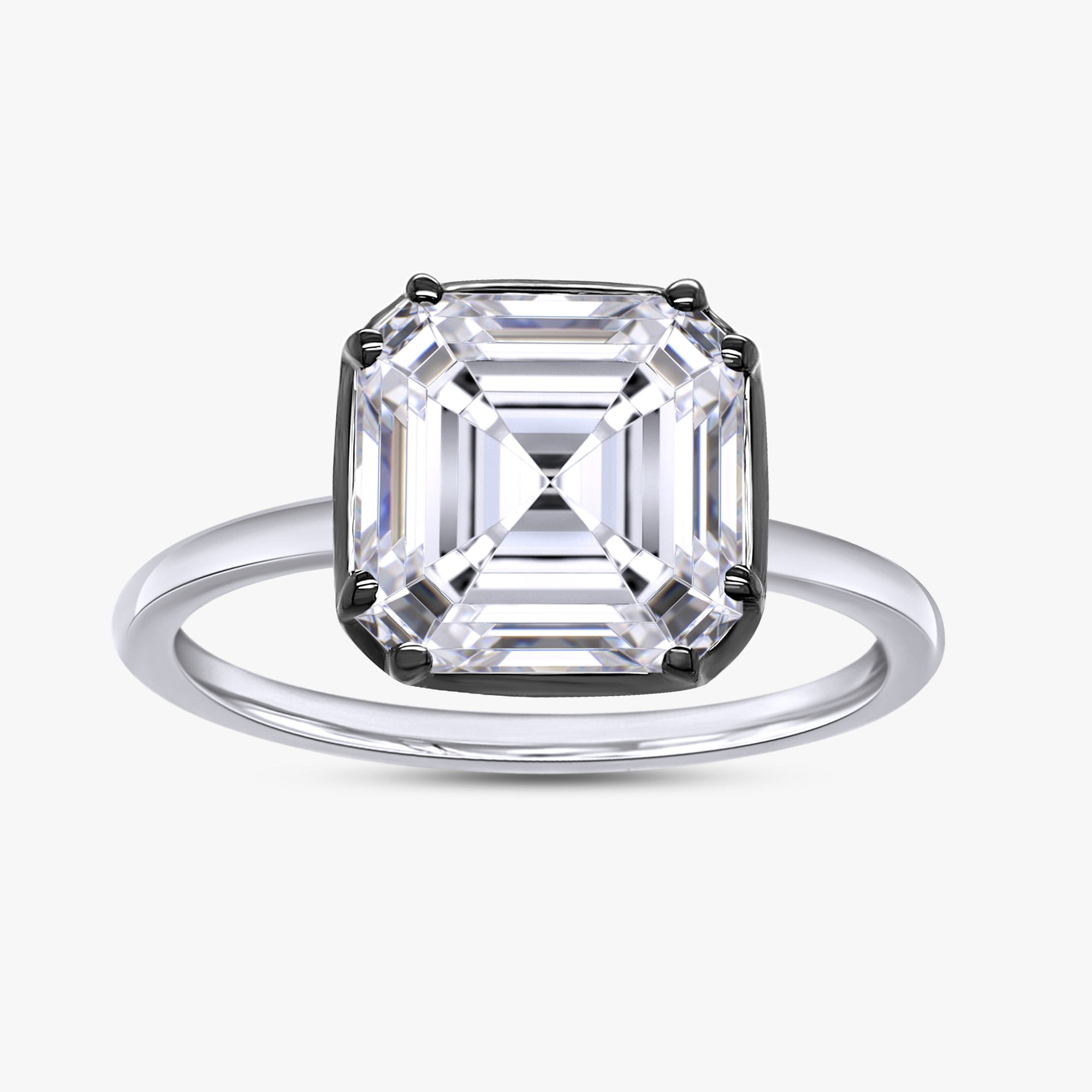 4.10 Carat Asscher Cut Lab Grown Diamond Solitaire Engagement Ring