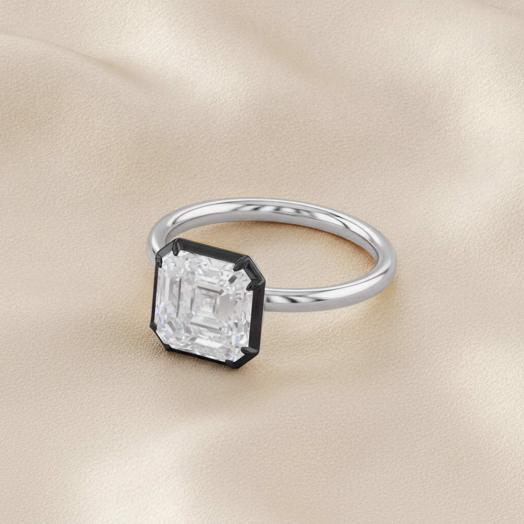 4.10 Carat Asscher Cut Lab Grown Diamond Solitaire Engagement Ring