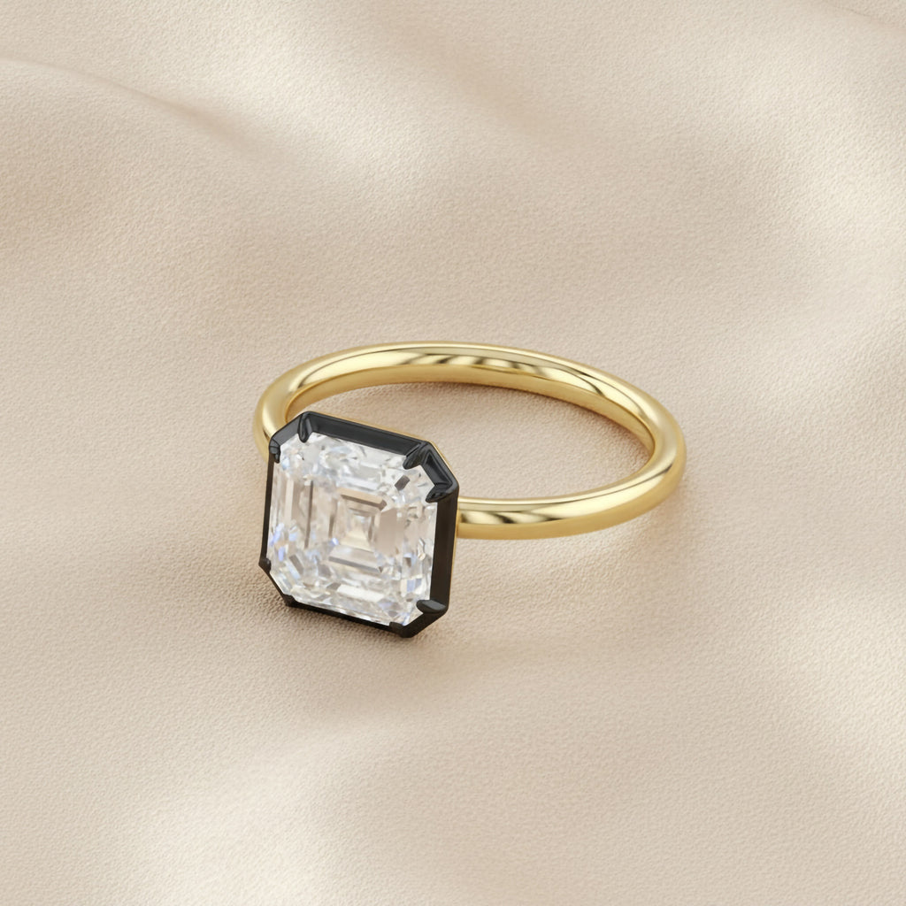 4.10 Carat Asscher Cut Lab Grown Diamond Solitaire Engagement Ring