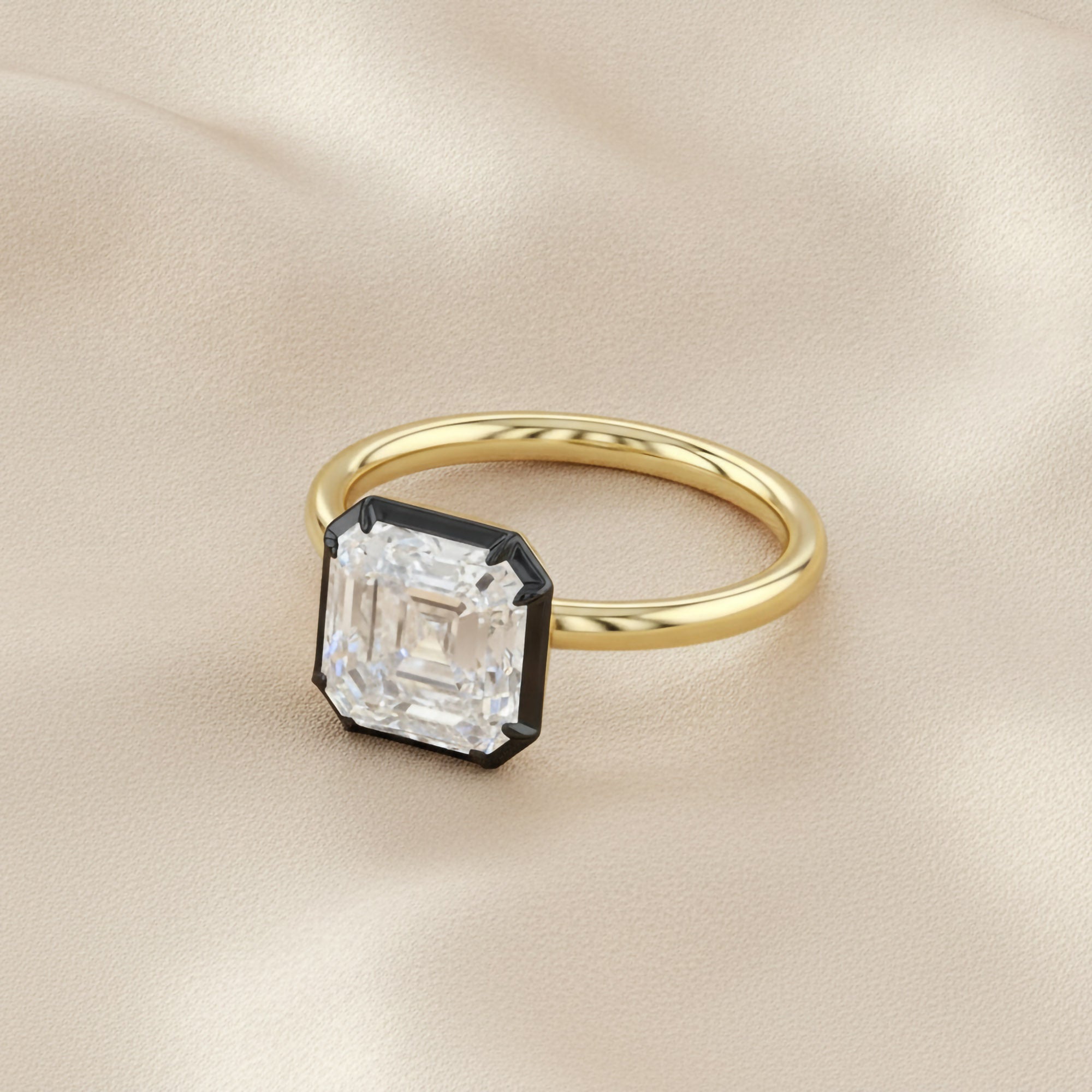 4.10 Carat Asscher Cut Lab Grown Diamond Solitaire Engagement Ring