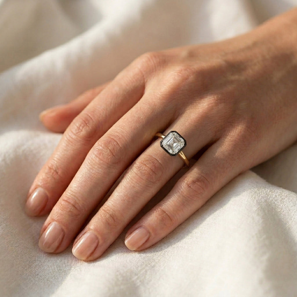 4.10 Carat Asscher Cut Lab Grown Diamond Solitaire Engagement Ring