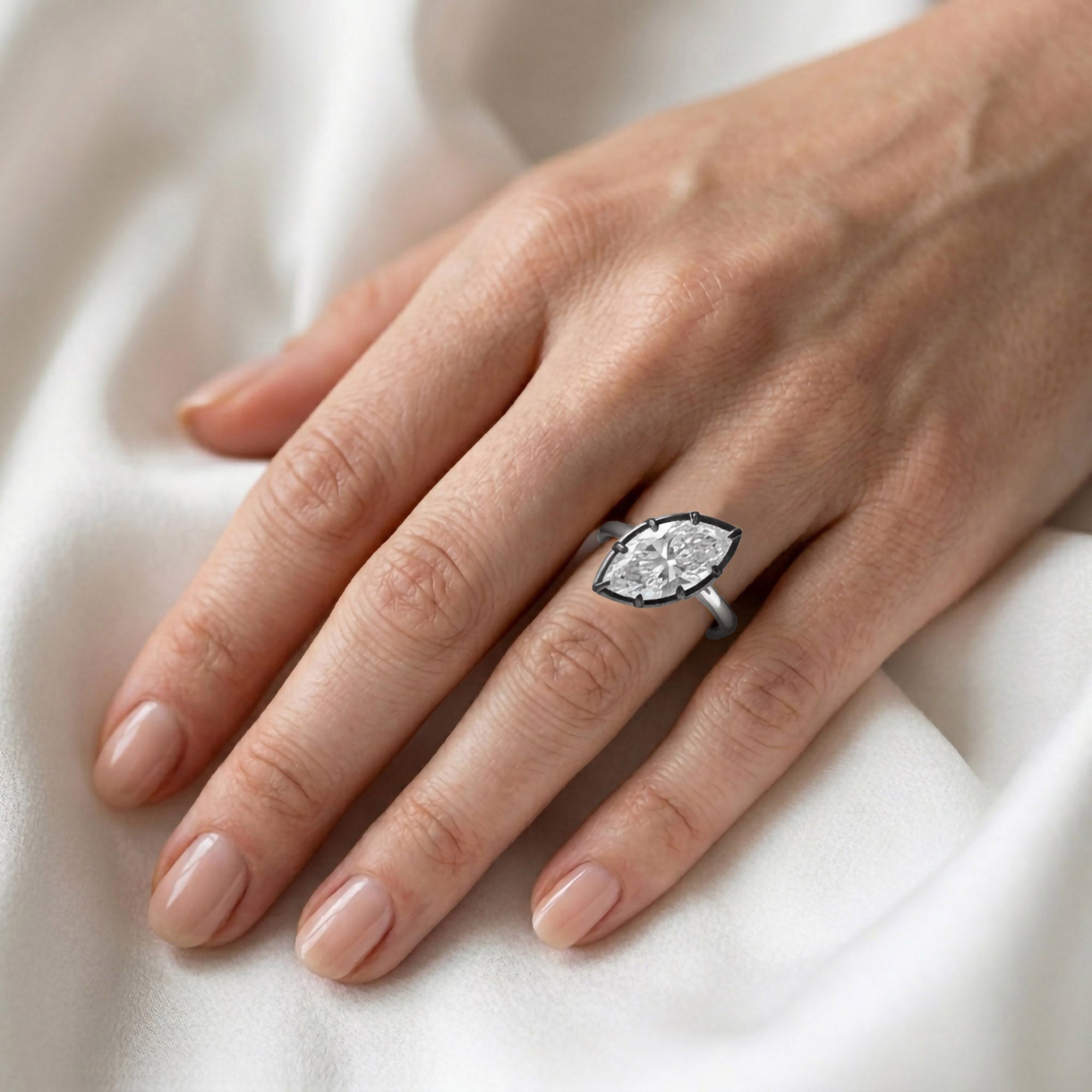 3.00 Carat Marquise Cut Lab Grown Diamond Solitaire Engagement Ring