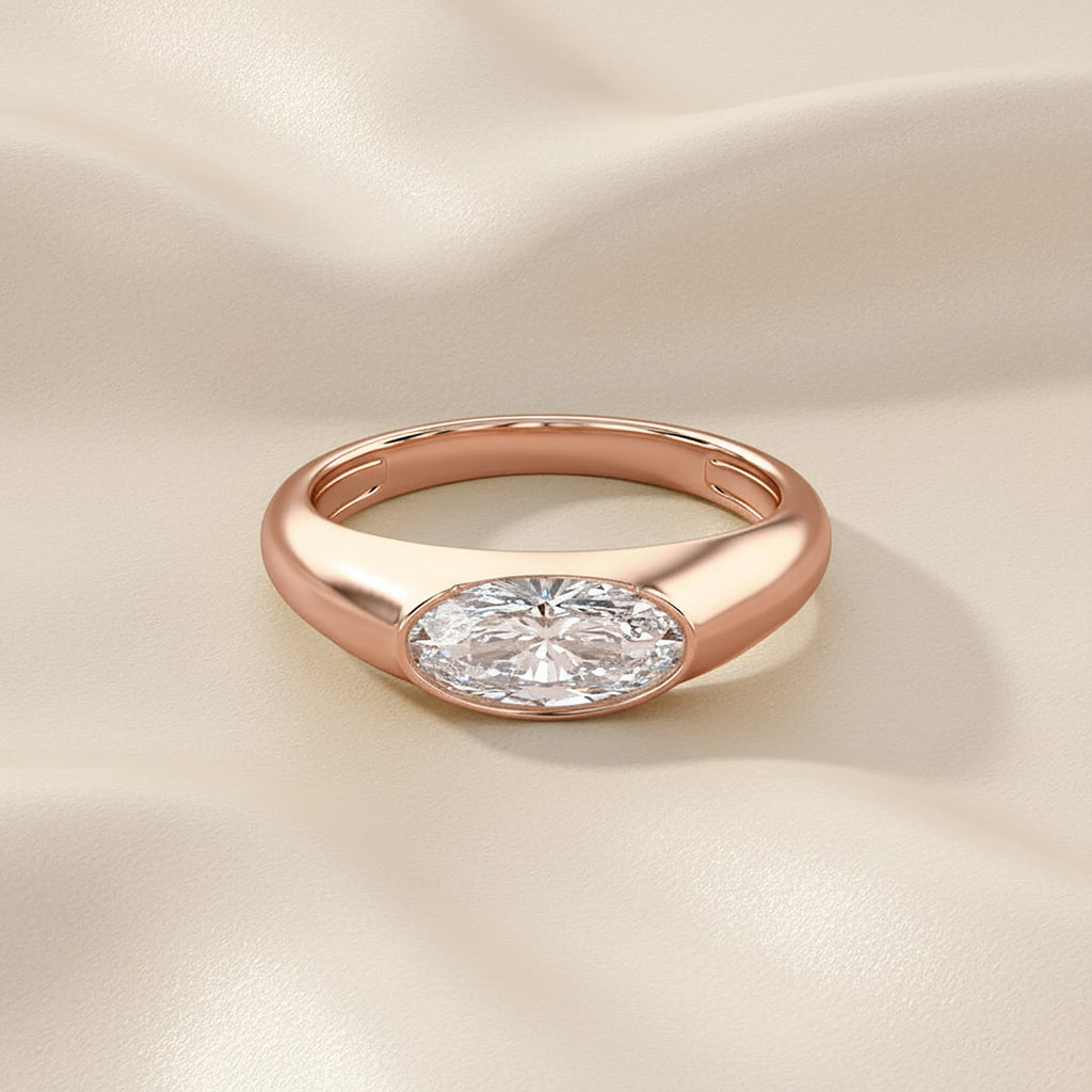 1.00 Carat Oval Cut Lab Grown Diamond Pinky Ring