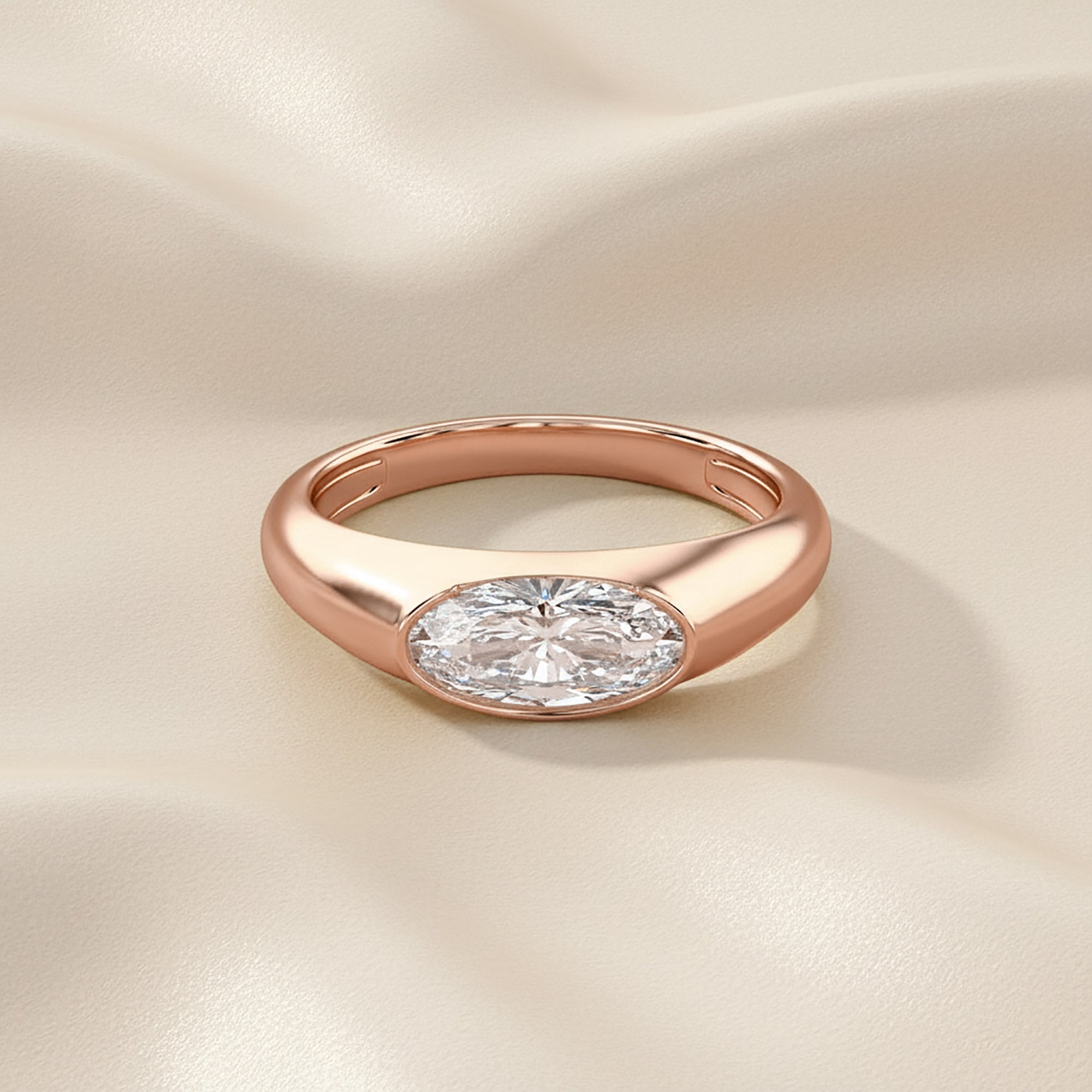 1.00 Carat Oval Cut Lab Grown Diamond Pinky Ring