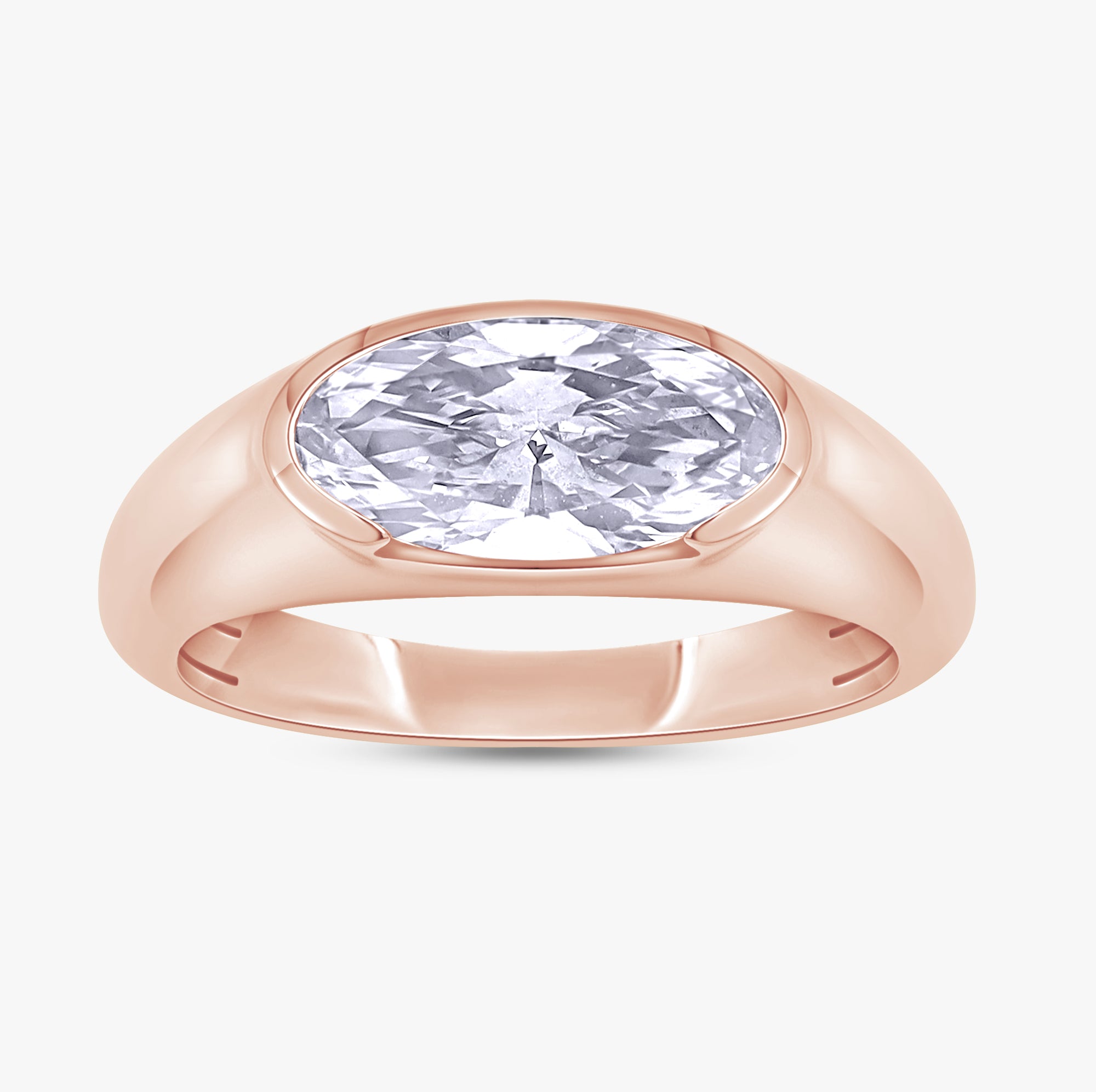 1.00 Carat Oval Cut Lab Grown Diamond Pinky Ring