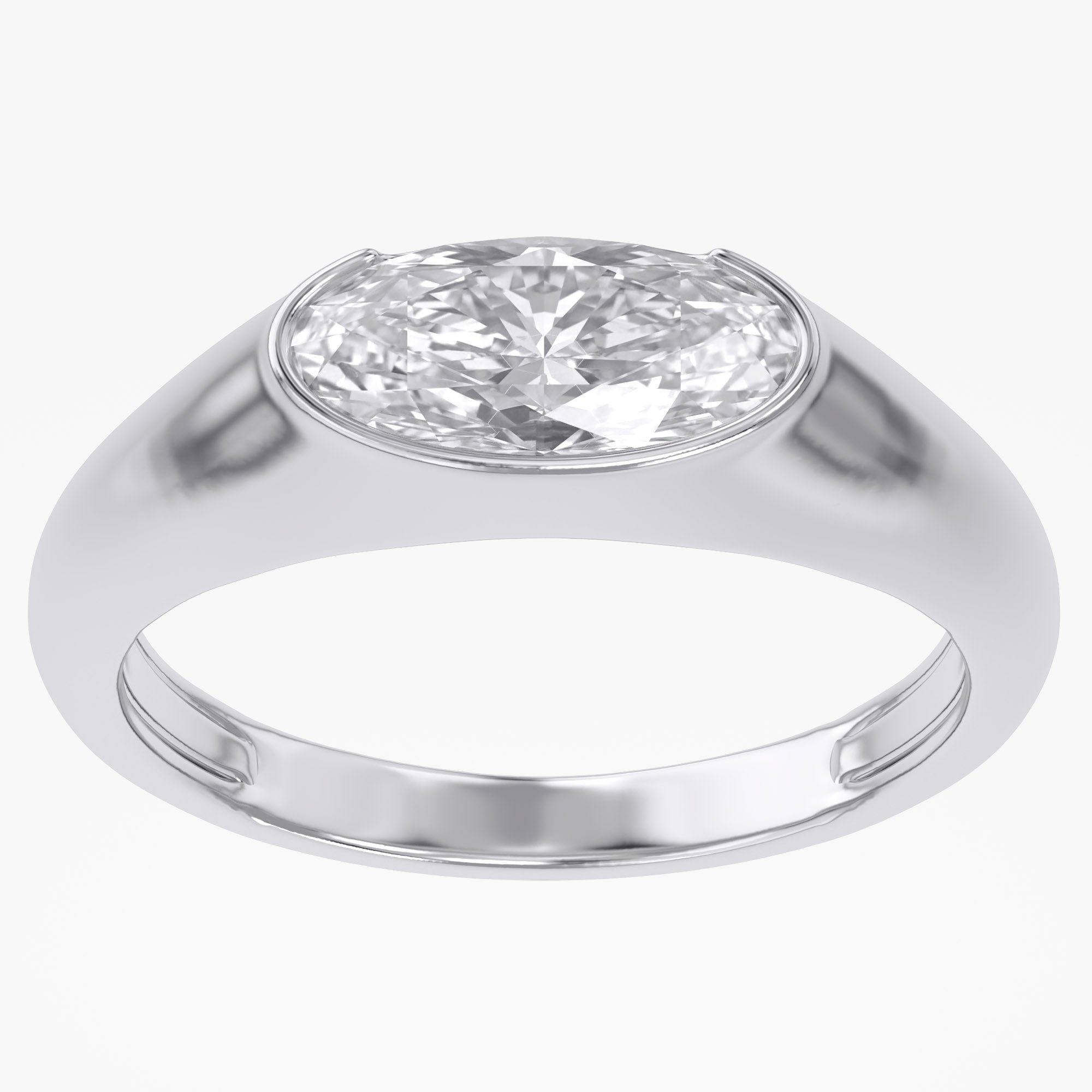 1.00 Carat Oval Cut Lab Grown Diamond Pinky Ring
