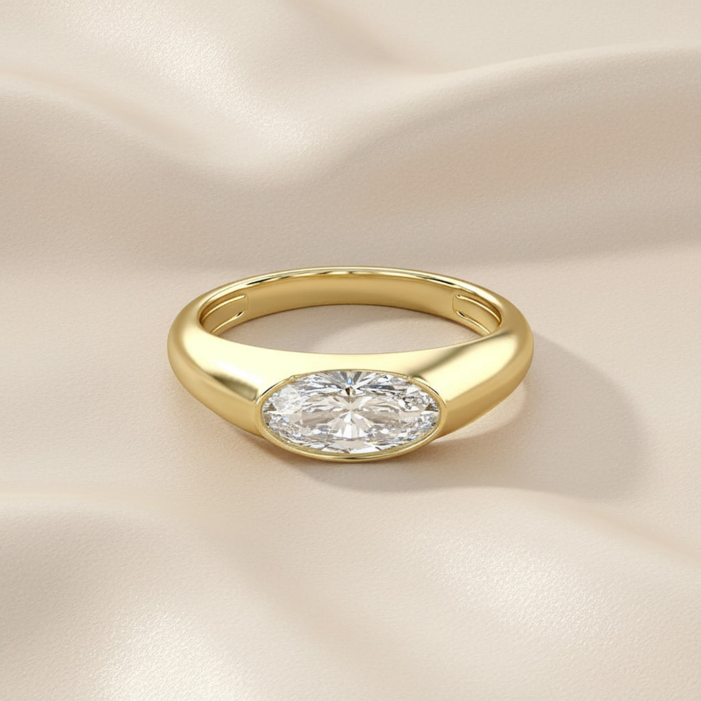 1.00 Carat Oval Cut Lab Grown Diamond Pinky Ring