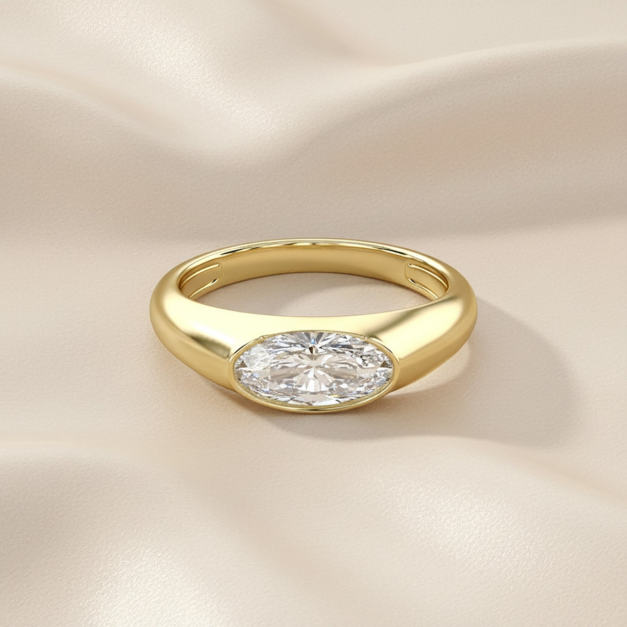 1.00 Carat Oval Cut Lab Grown Diamond Pinky Ring