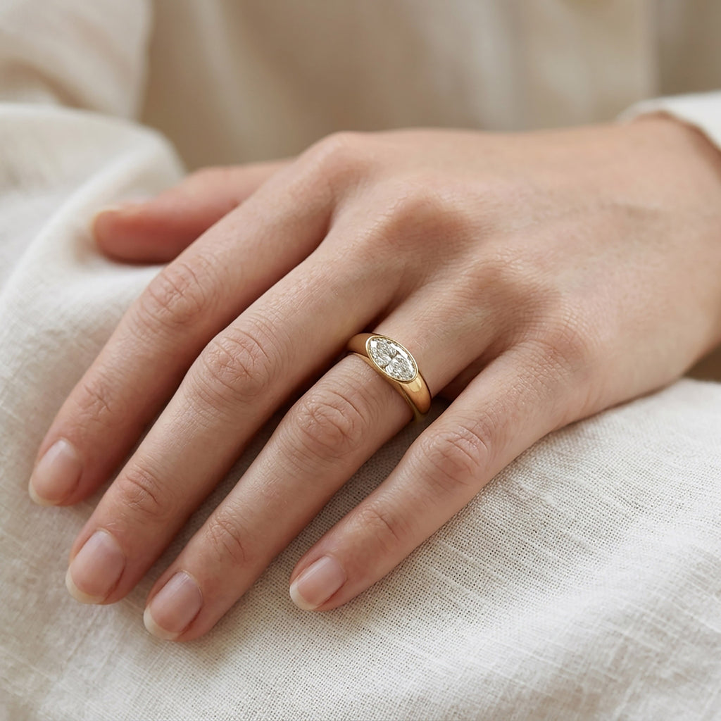 1.00 Carat Oval Cut Lab Grown Diamond Pinky Ring