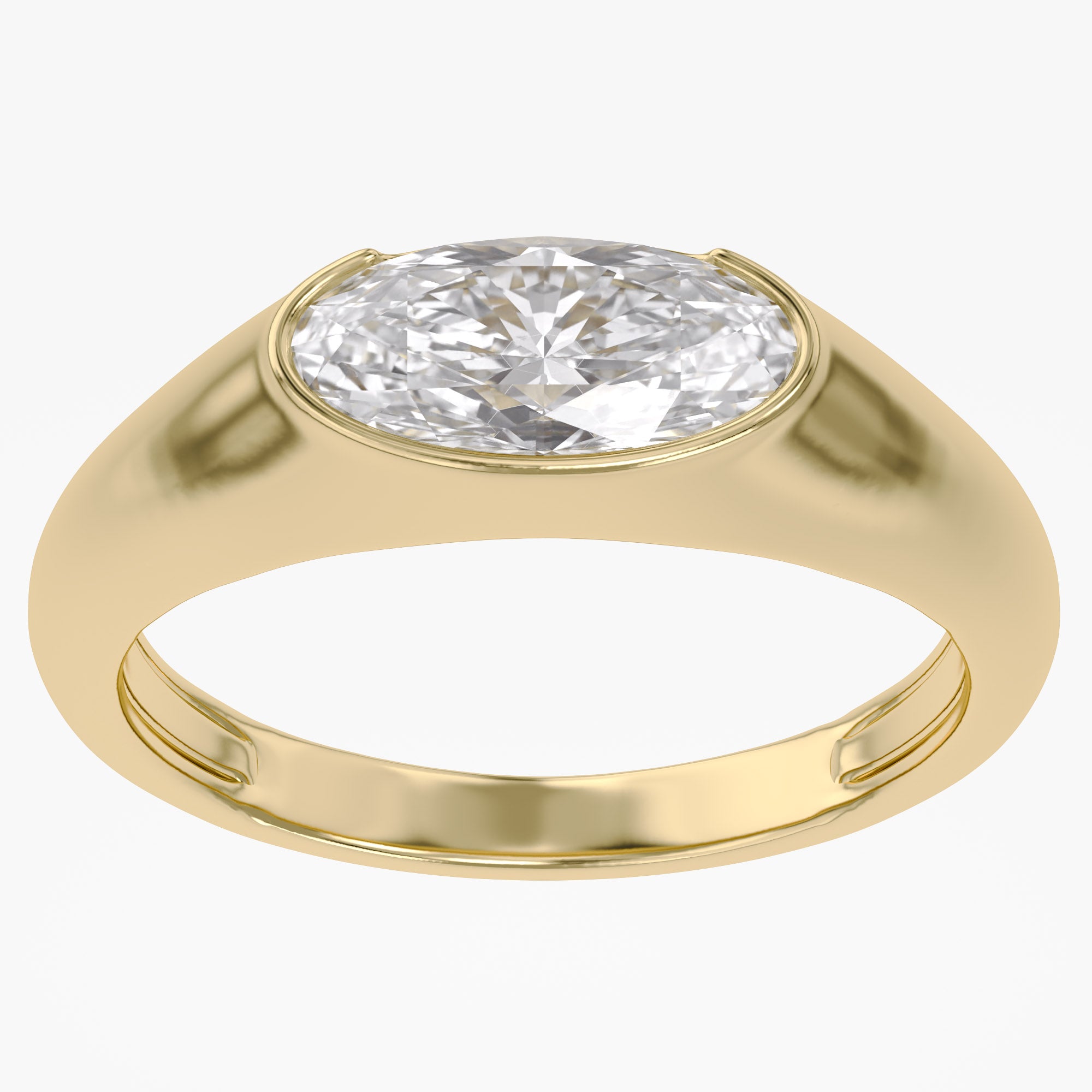 1.00 Carat Oval Cut Lab Grown Diamond Pinky Ring