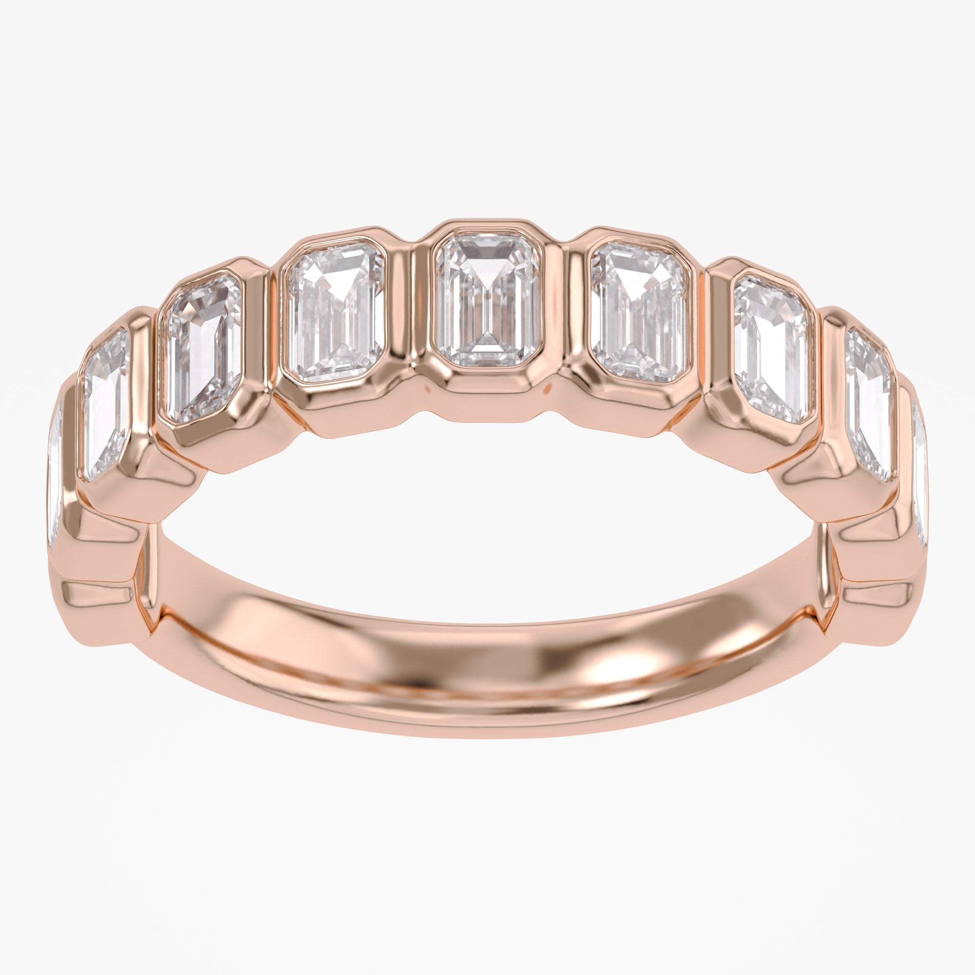 1.25 Carat Emerald Cut Lab Grown Diamond Half Eternity Ring