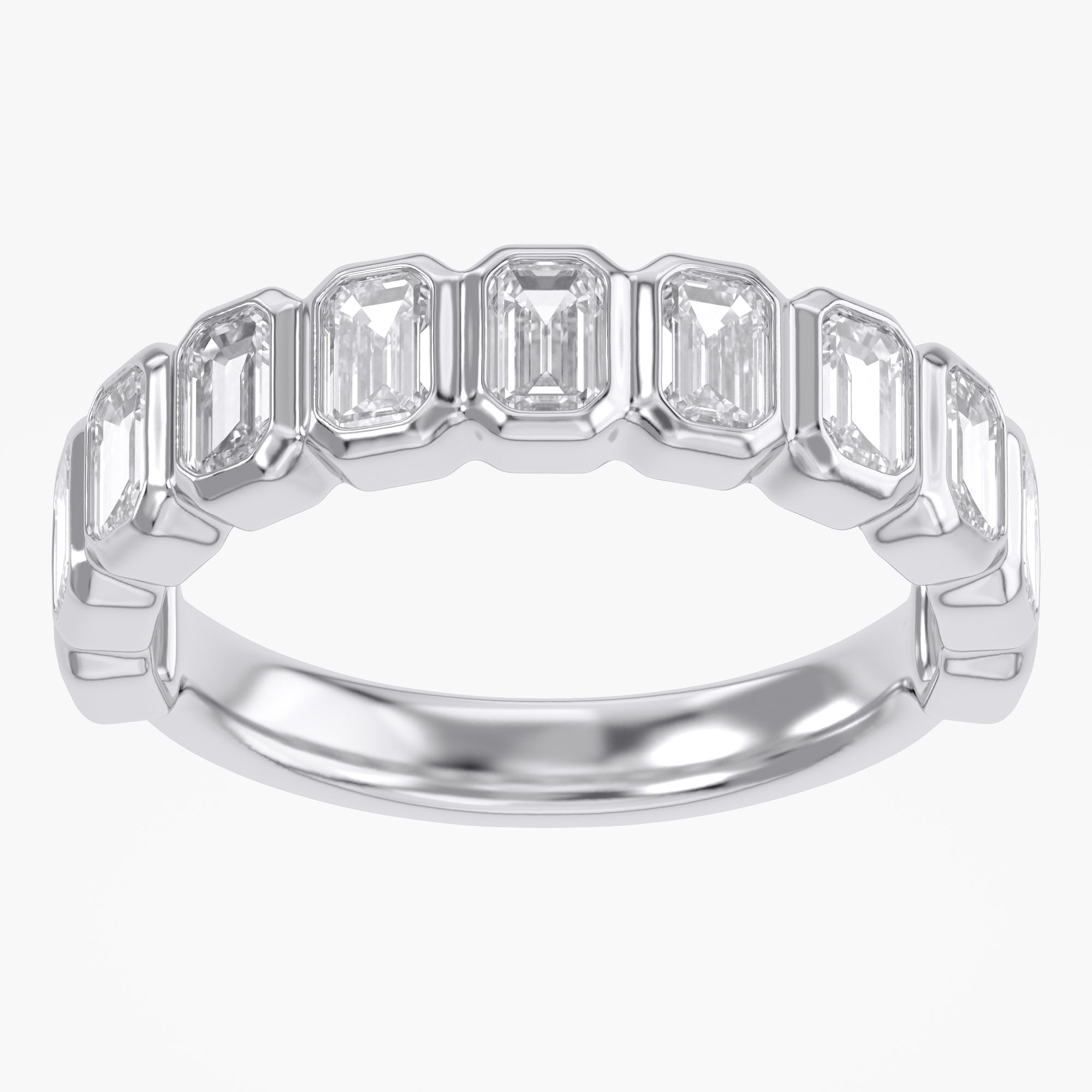 1.25 Carat Emerald Cut Lab Grown Diamond Half Eternity Ring