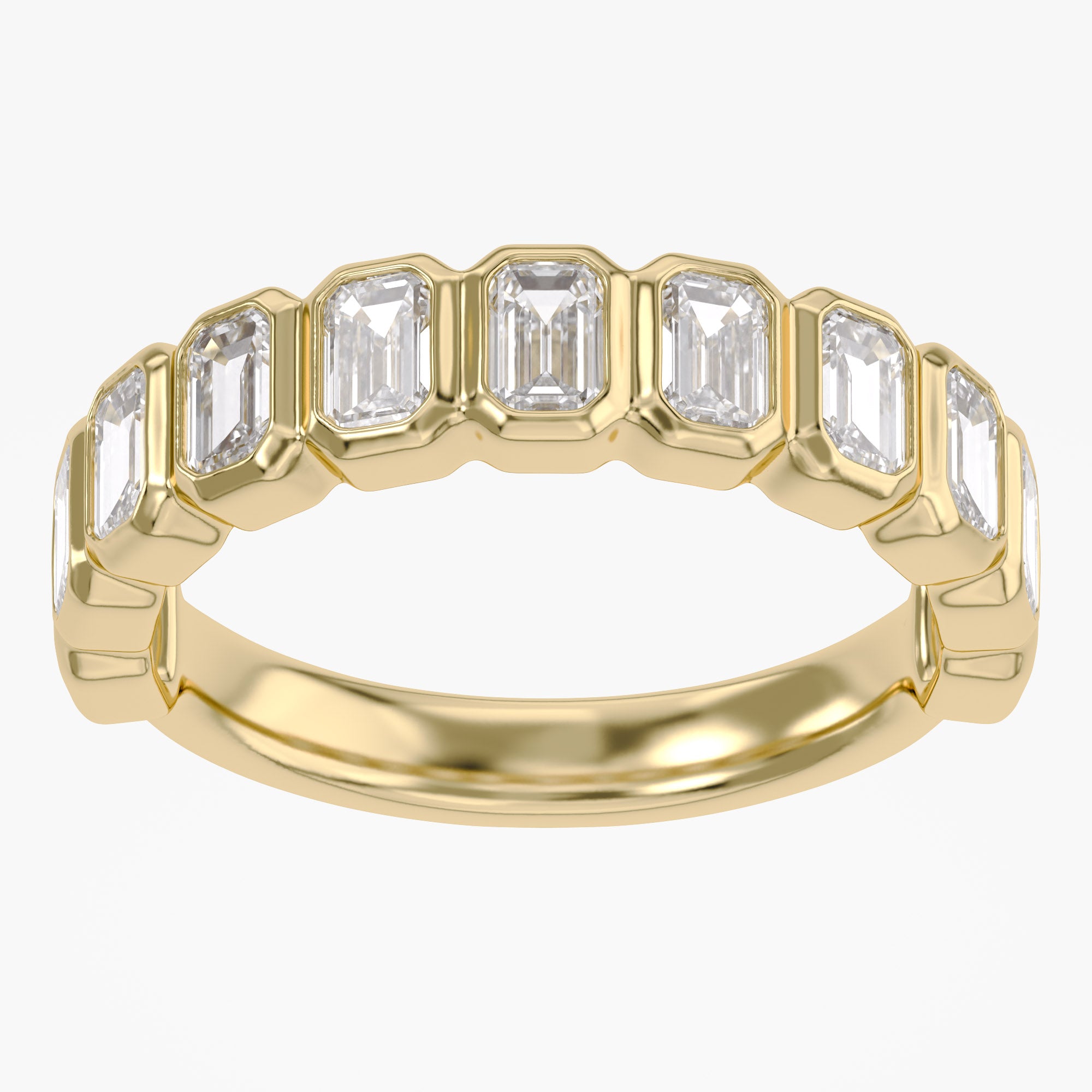 1.25 Carat Emerald Cut Lab Grown Diamond Half Eternity Ring