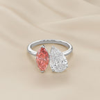 3.75 TCW  Marquise and Pear Shape Lab Grown Diamond Engagement Ring