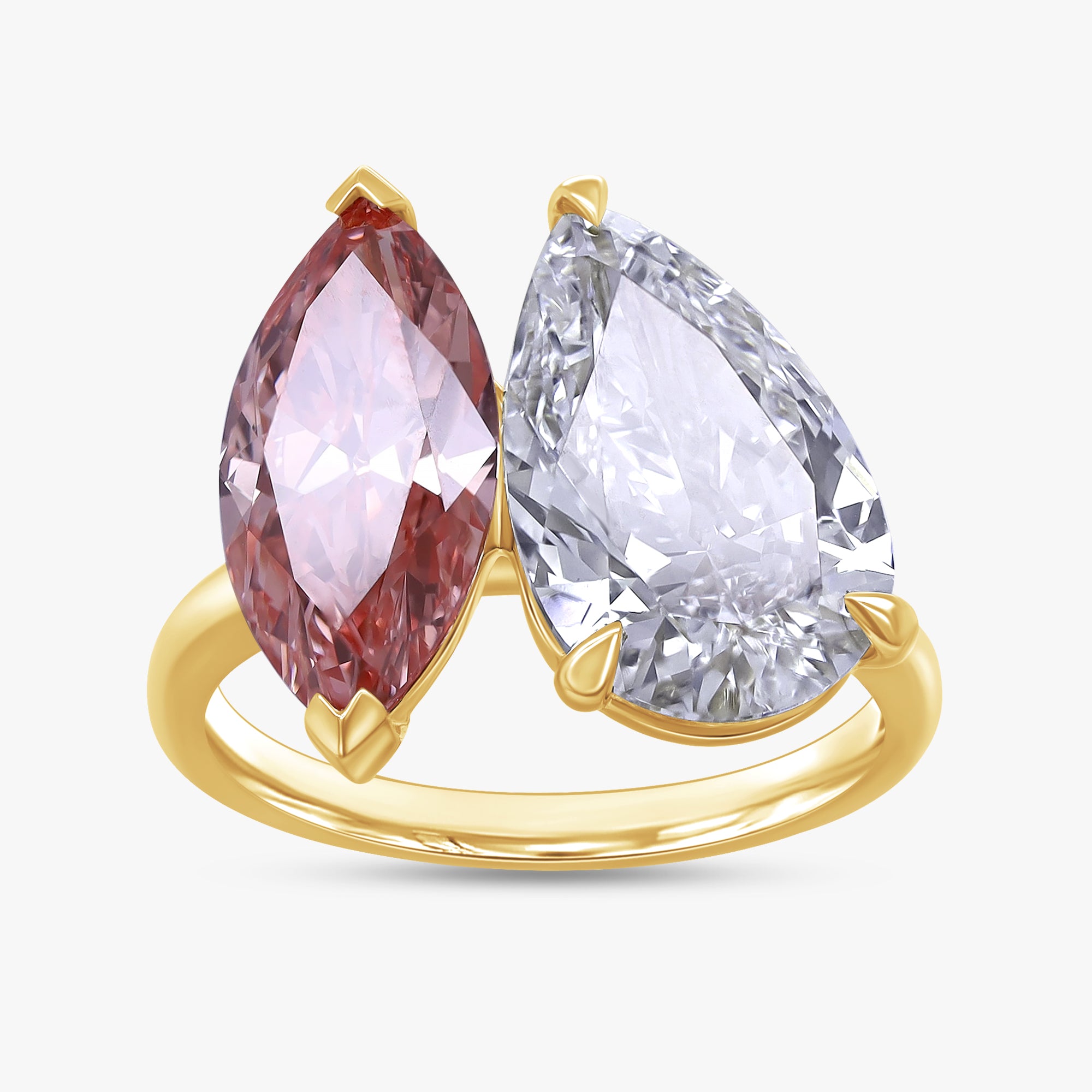 3.75 Carat Marquise and Pear Shape Lab Grown Diamond Engagement Ring