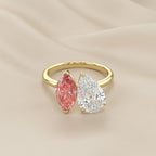 3.75 TCW  Marquise and Pear Shape Lab Grown Diamond Engagement Ring