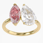 3.75 TCW  Marquise and Pear Shape Lab Grown Diamond Engagement Ring