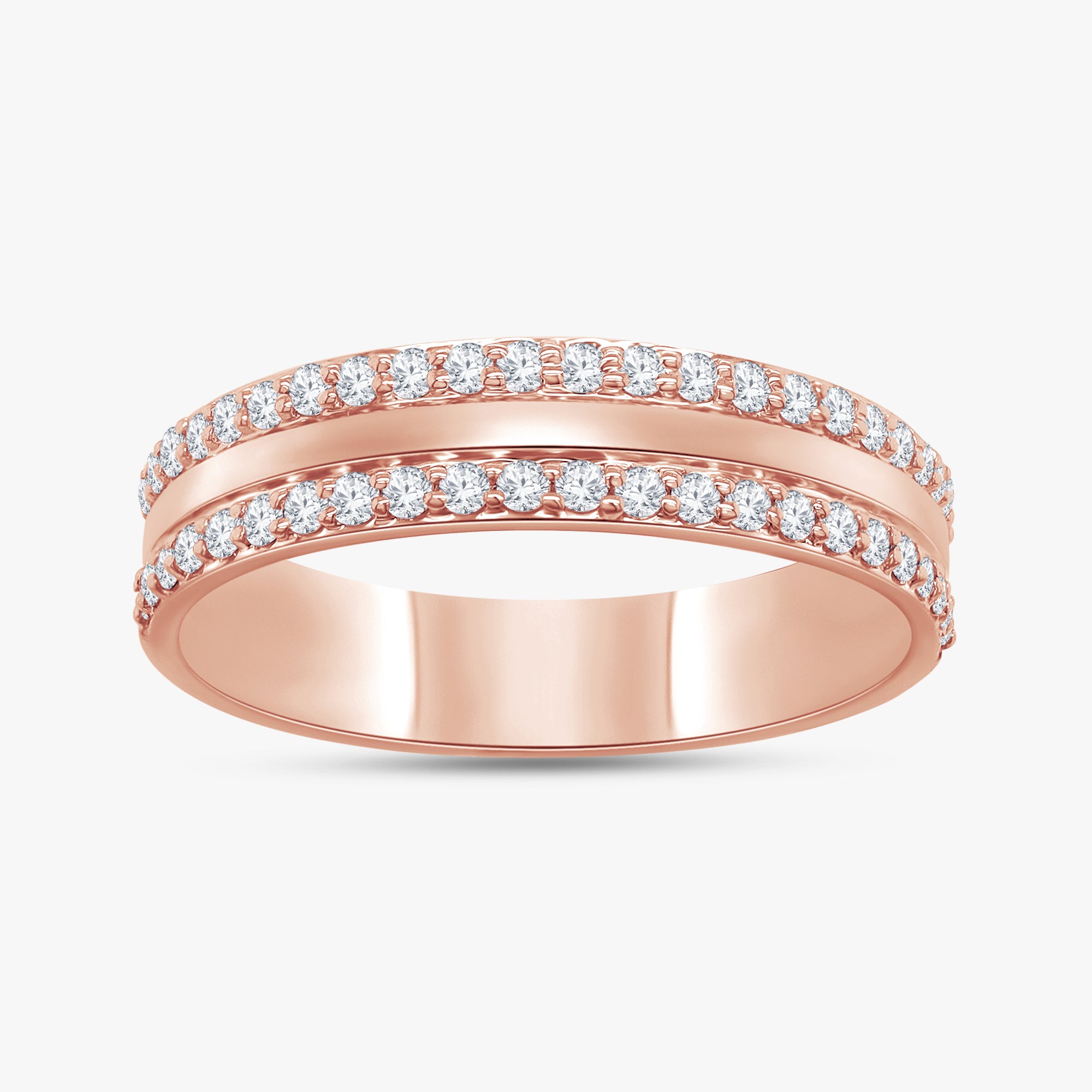 0.35 Carat Round Cut Lab Grown Diamond 2-Row Band Ring