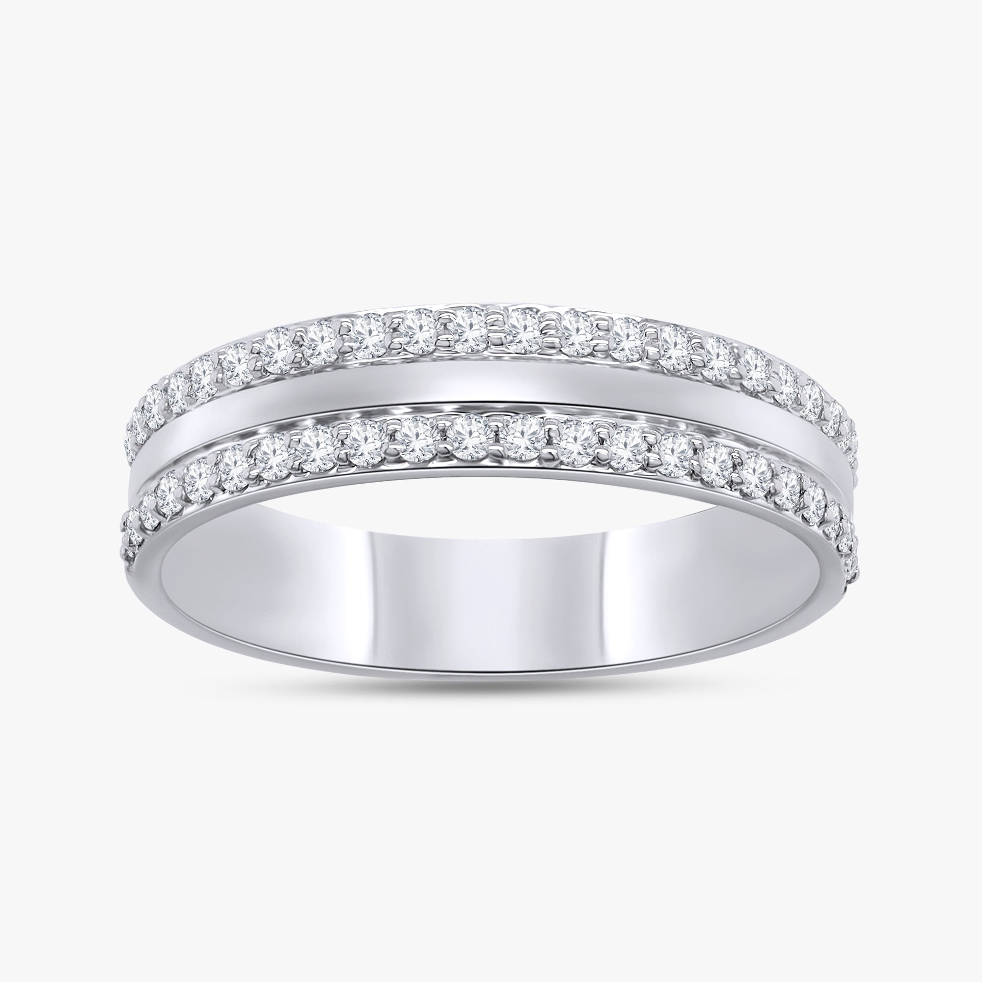 0.35 Carat Round Cut Lab Grown Diamond 2-Row Band Ring