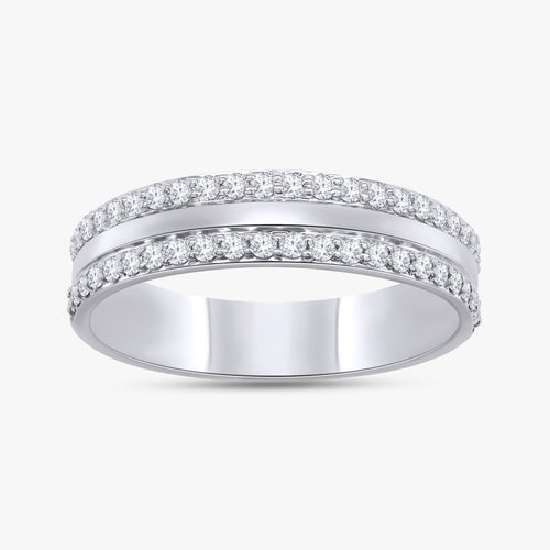 0.35 Carat Round Cut Lab Grown Diamond 2-Row Band Ring