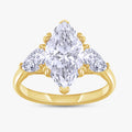 3.20 Carat Marquise and Pear Lab Grown Diamond Three Stone Ring