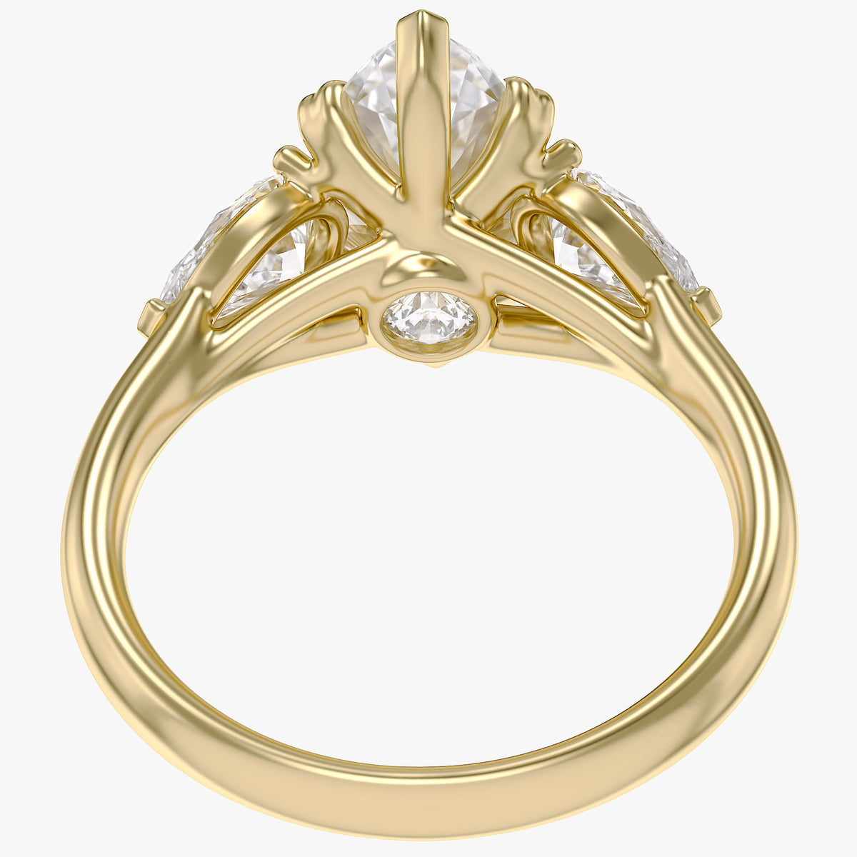 3.20 Carat Marquise and Pear Lab Grown Diamond Three Stone Ring