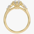 3.20 Carat Marquise and Pear Lab Grown Diamond Three Stone Ring