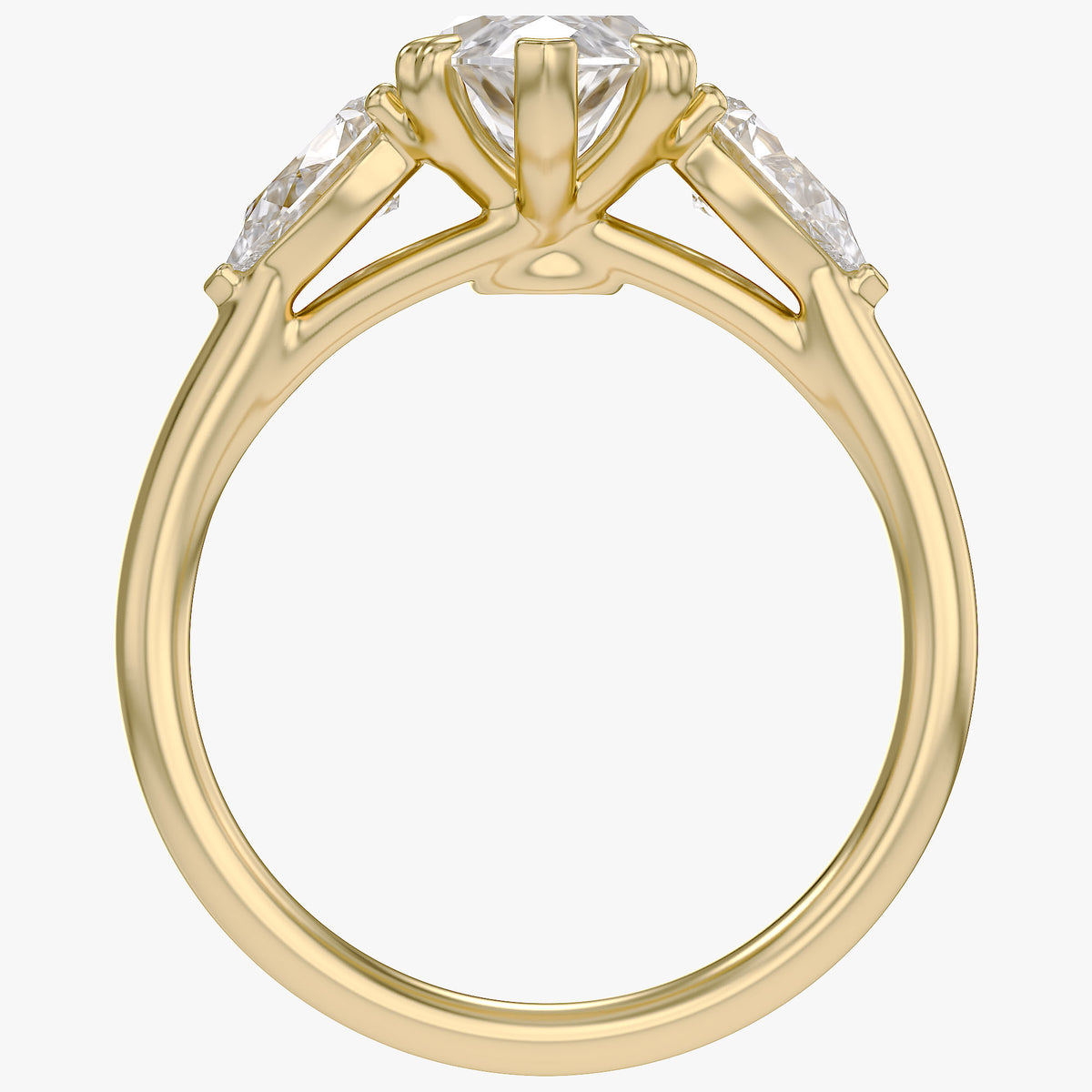 3.20 Carat Marquise and Pear Lab Grown Diamond Three Stone Ring