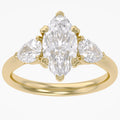 3.20 Carat Marquise and Pear Lab Grown Diamond Three Stone Ring