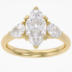 3.20 Carat Marquise and Pear Lab Grown Diamond Three Stone Ring