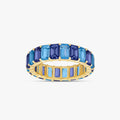 7.85 Carat Emerald Cut Lab Grown Gemstone Full Eternity Engagement Ring