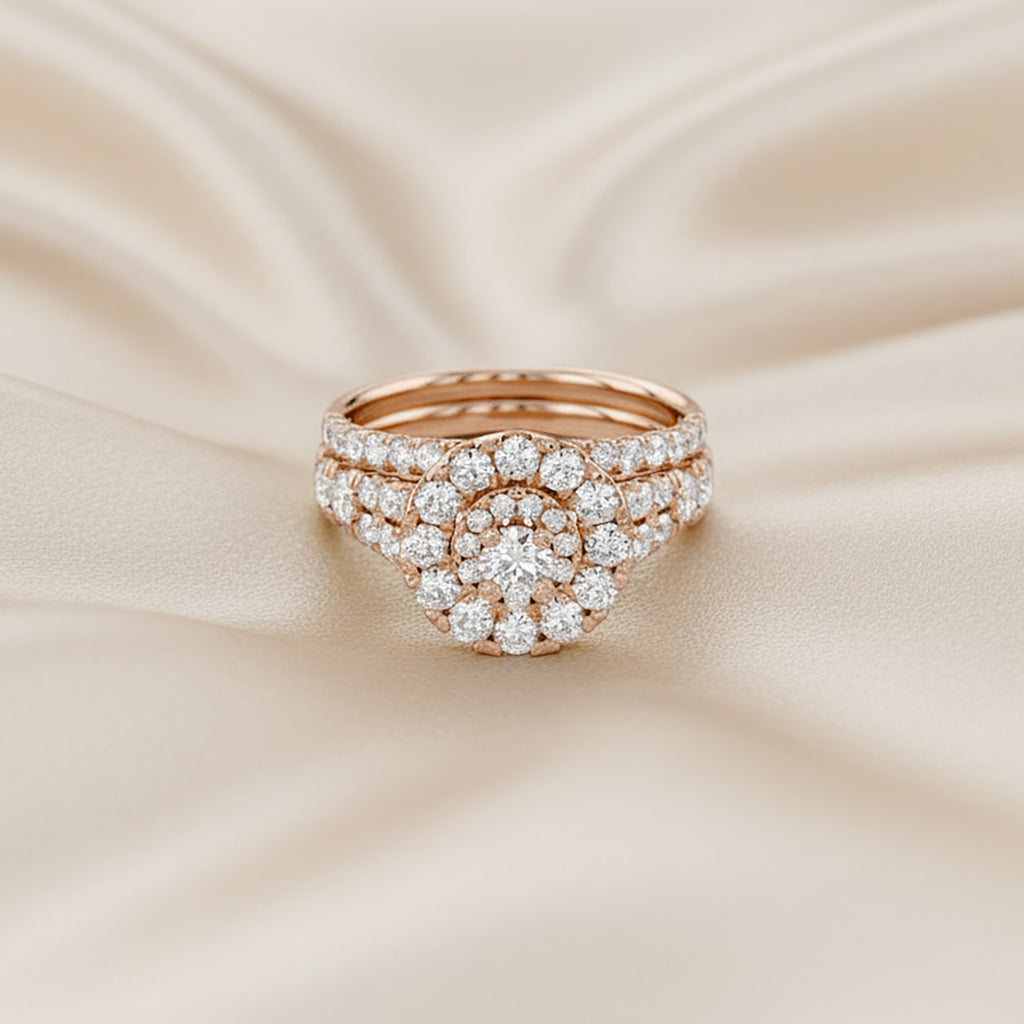 1.80 Carat Lab Grown Diamond Double Halo Bridal Ring