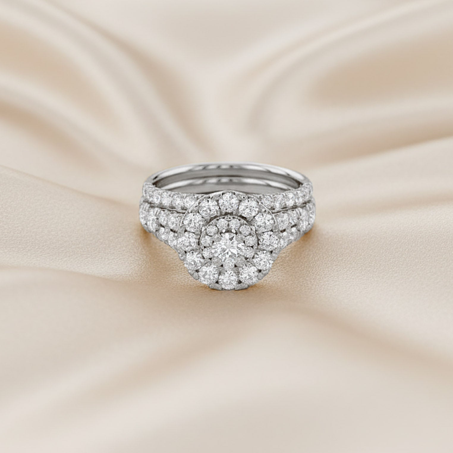 1.80 Carat Lab Grown Diamond Double Halo Bridal Ring