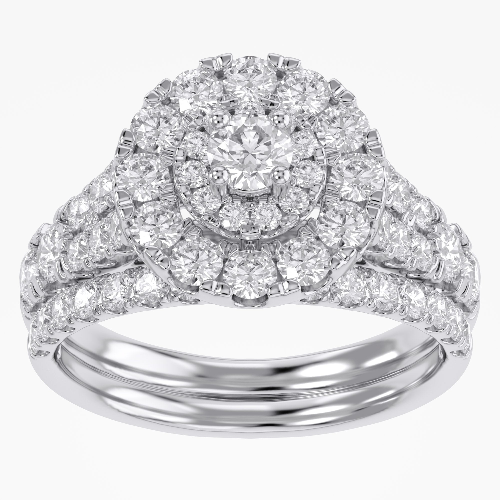 1.80 Carat Lab Grown Diamond Double Halo Bridal Ring