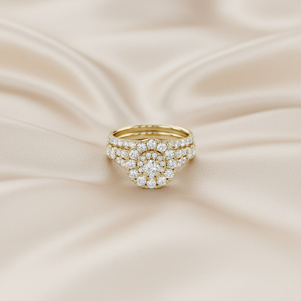 1.80 Carat Lab Grown Diamond Double Halo Bridal Ring