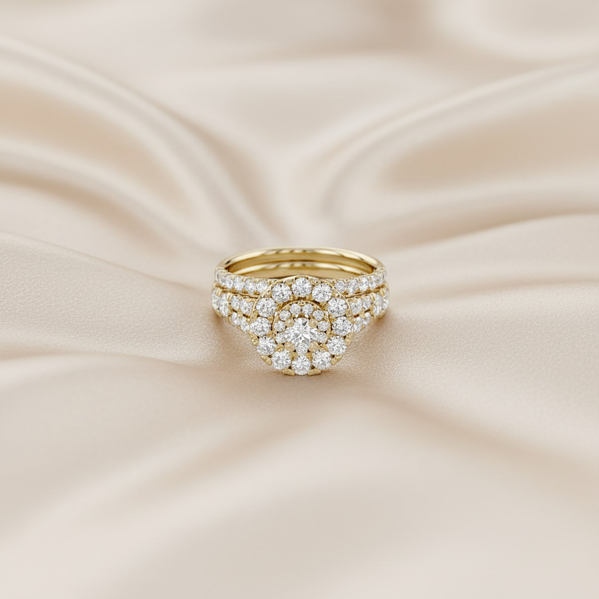 1.80 Carat Lab Grown Diamond Double Halo Bridal Ring