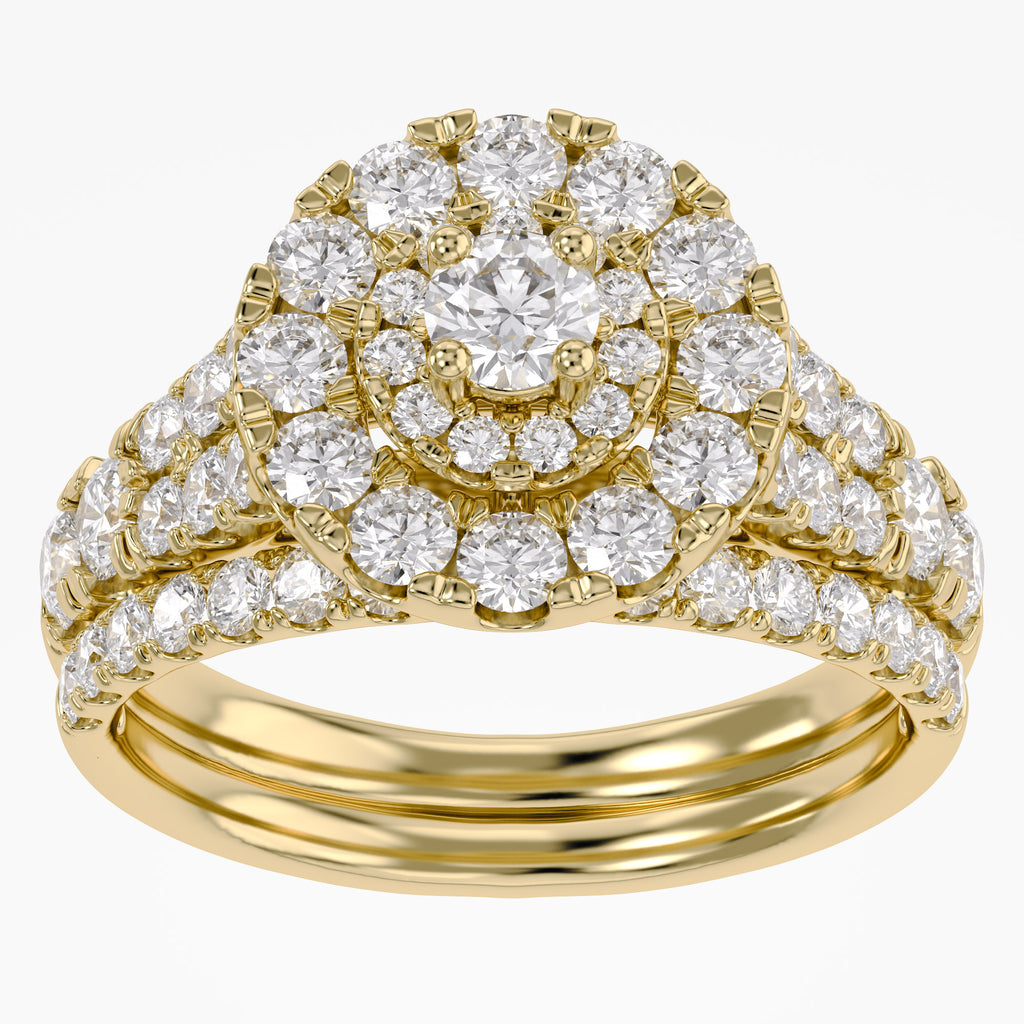 1.80 Carat Lab Grown Diamond Double Halo Bridal Ring