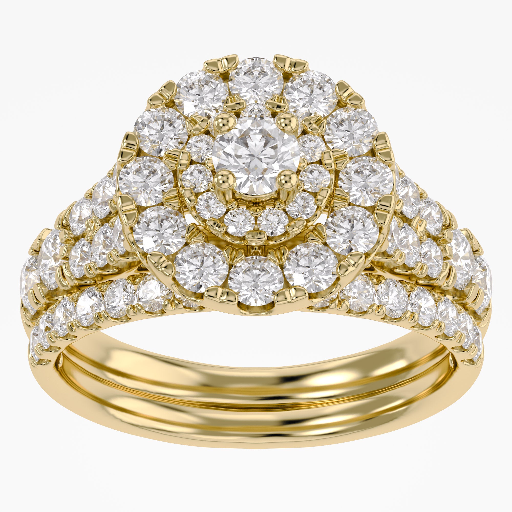 1.80 Carat Lab Grown Diamond Double Halo Bridal Ring