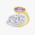 4.00 Carat Oval Cut Pink and White Lab Grown Diamond Bypass Engagement Ring