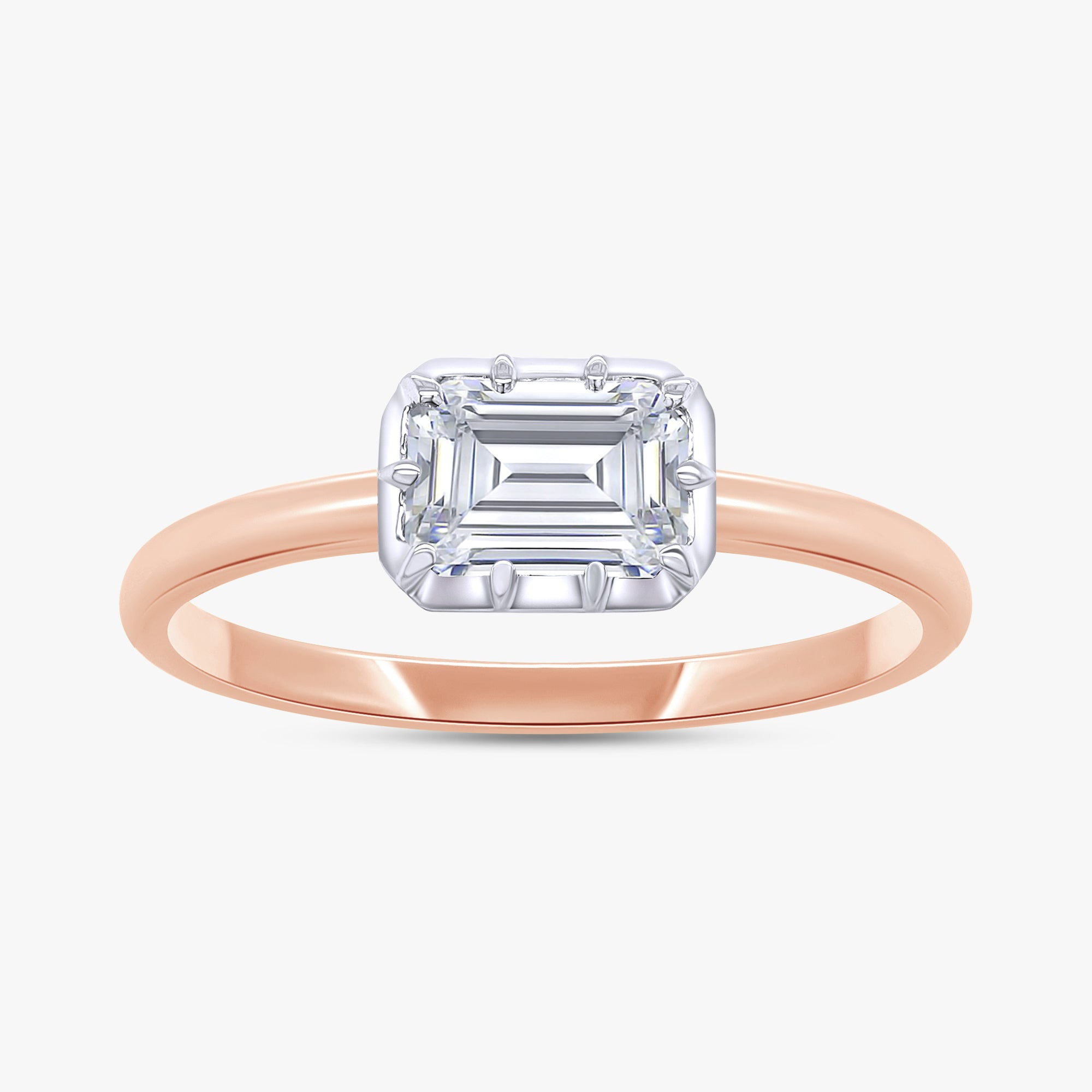 1.00 Carat Emerald Cut Lab Grown Diamond Solitaire Engagement Ring