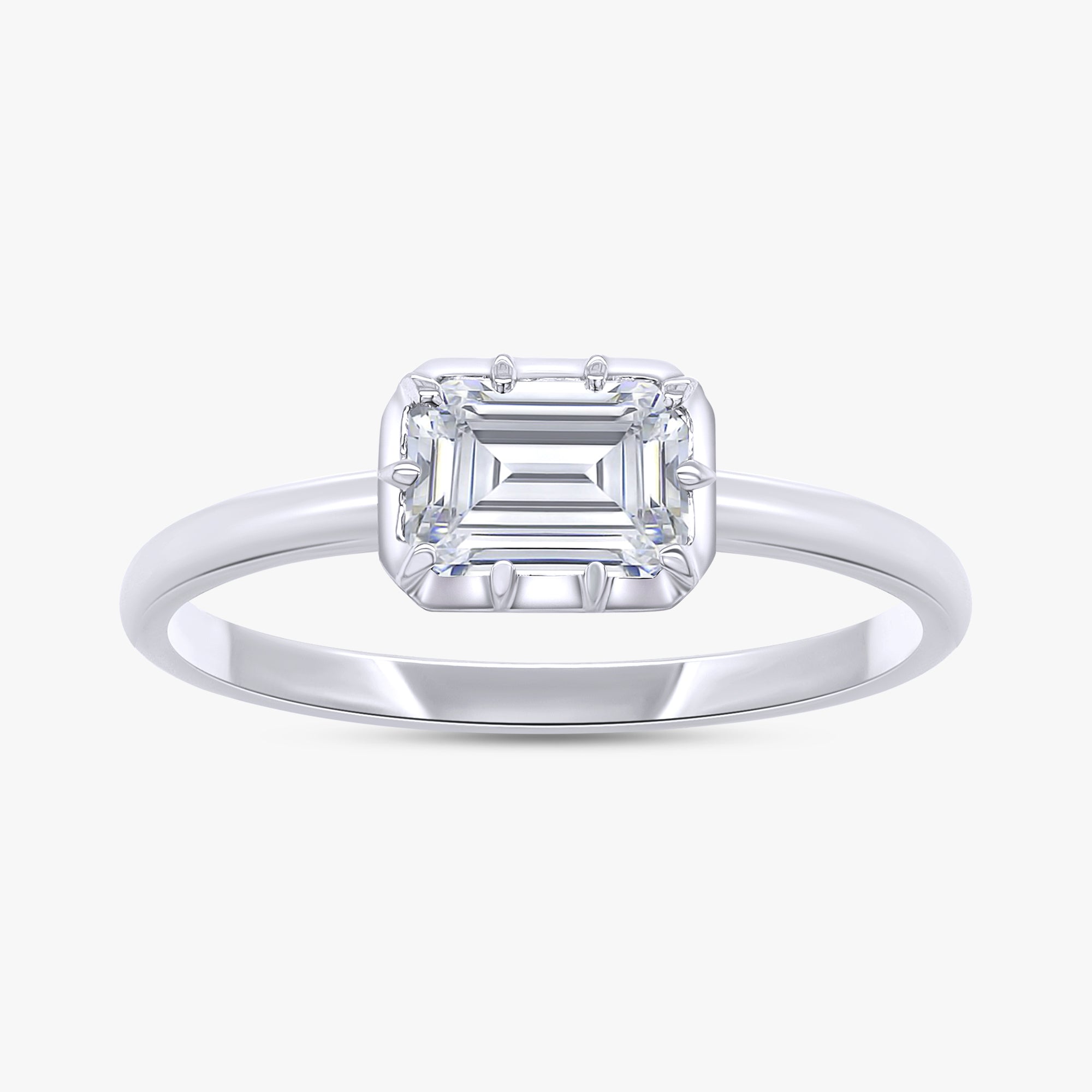 1.00 Carat Emerald Cut Lab Grown Diamond Solitaire Engagement Ring